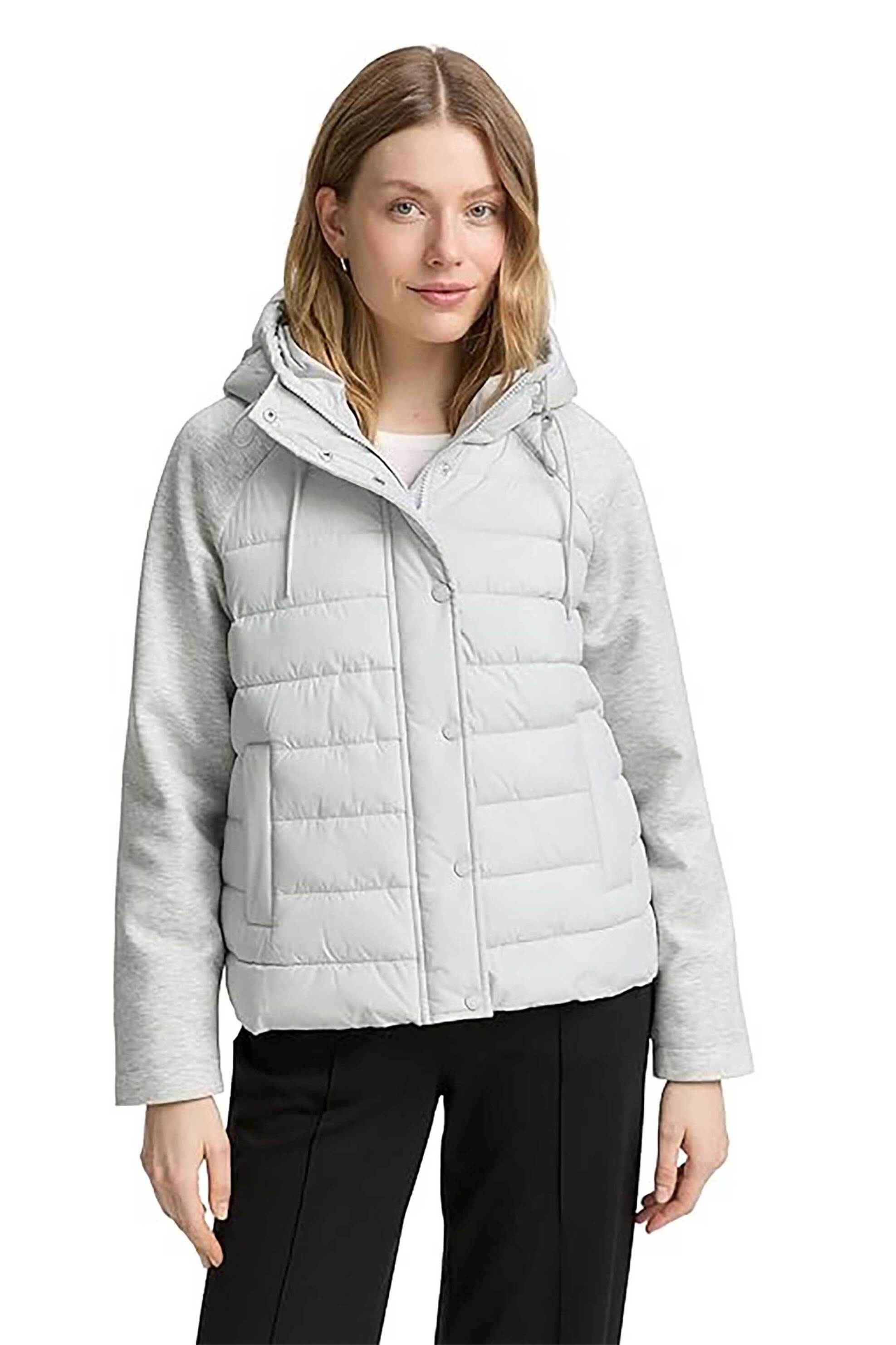 Tom Tailor γυναικείο μπουφάν με καπιτονέ σχέδιο και κουκούλα - 1046595 Γκρι Ανοιχτό