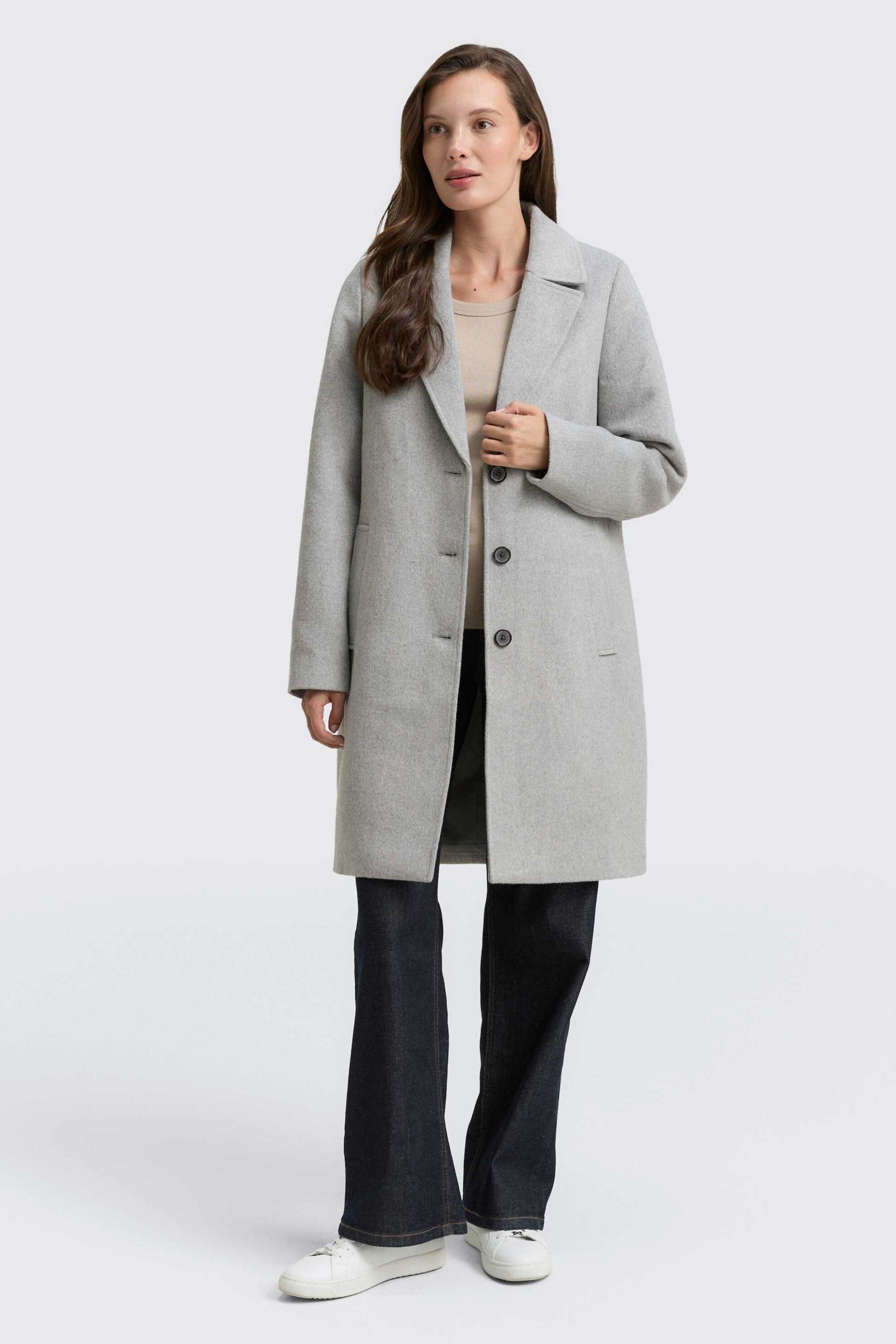 Tom Tailor γυναικείο παλτό μονόχρωμο Regular Fit - 1046603 Γκρι