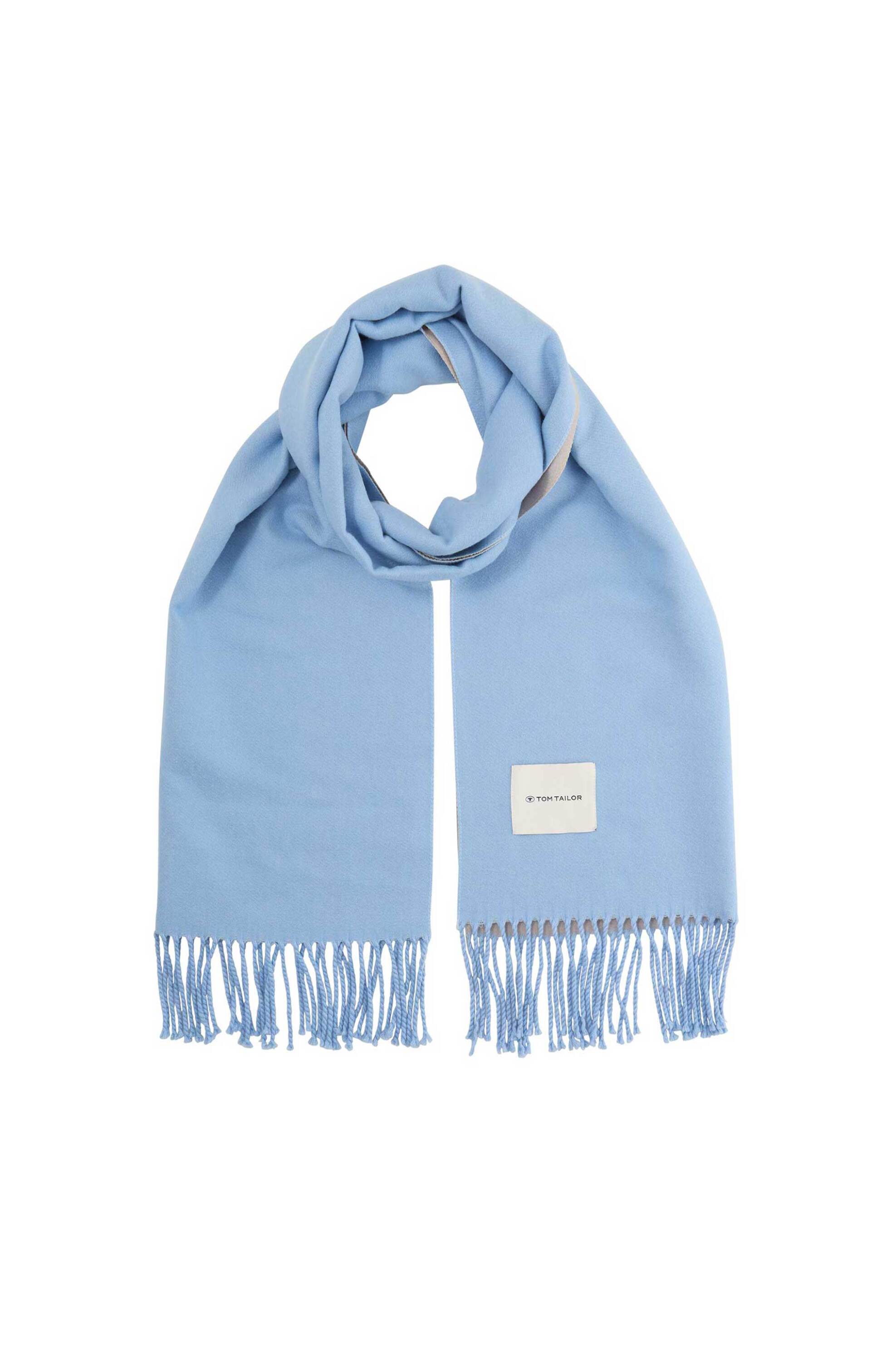 Tom Tailor γυναικείο κασκόλ με λογότυπο και κρόσσια - 1047930 Μπλε