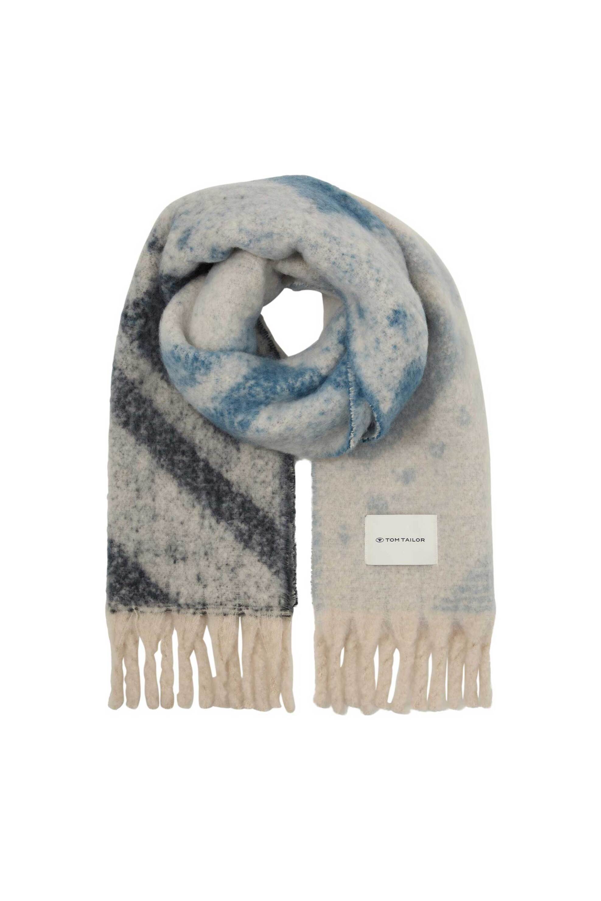 Tom Tailor γυναικείο κασκόλ με λογότυπο και κρόσσια - 1047931 Κρέμ