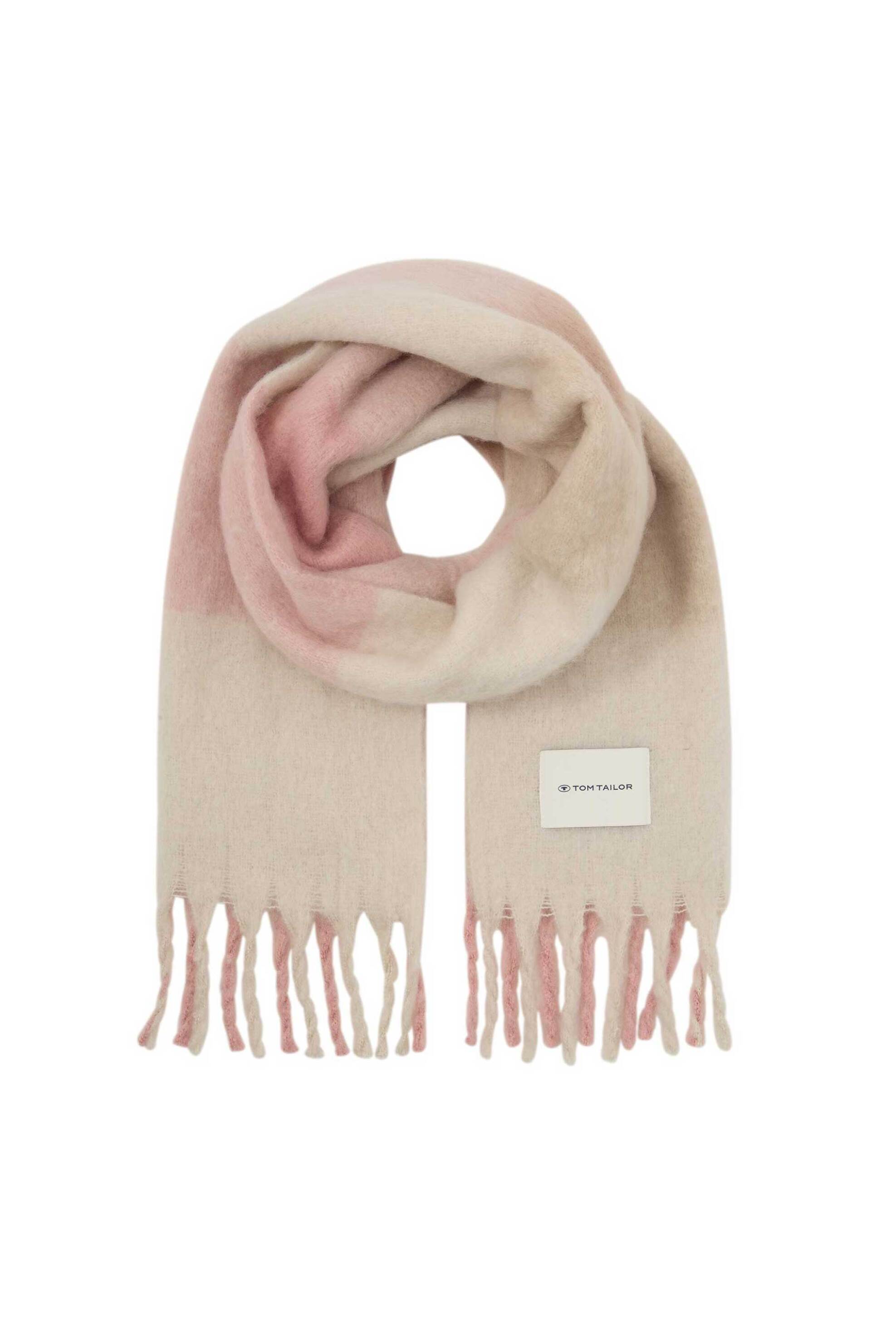 Tom Tailor γυναικείο κασκόλ με λογότυπο και κρόσσια - 1047932 Ροζ