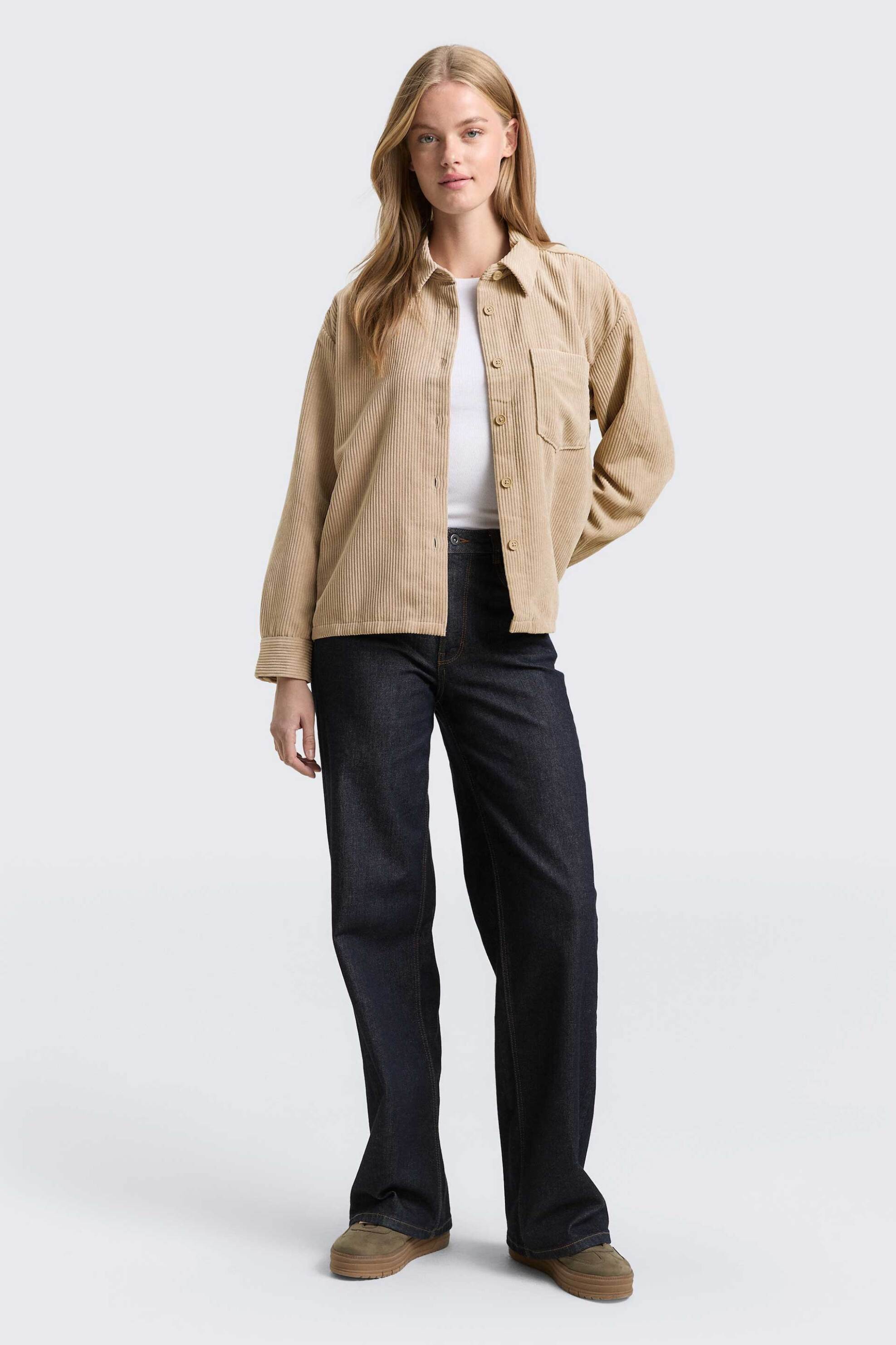 Tom Tailor γυναικείο overshirt μονόχρωμο Oversized Fit - 1048288 Μπεζ φωτογραφία