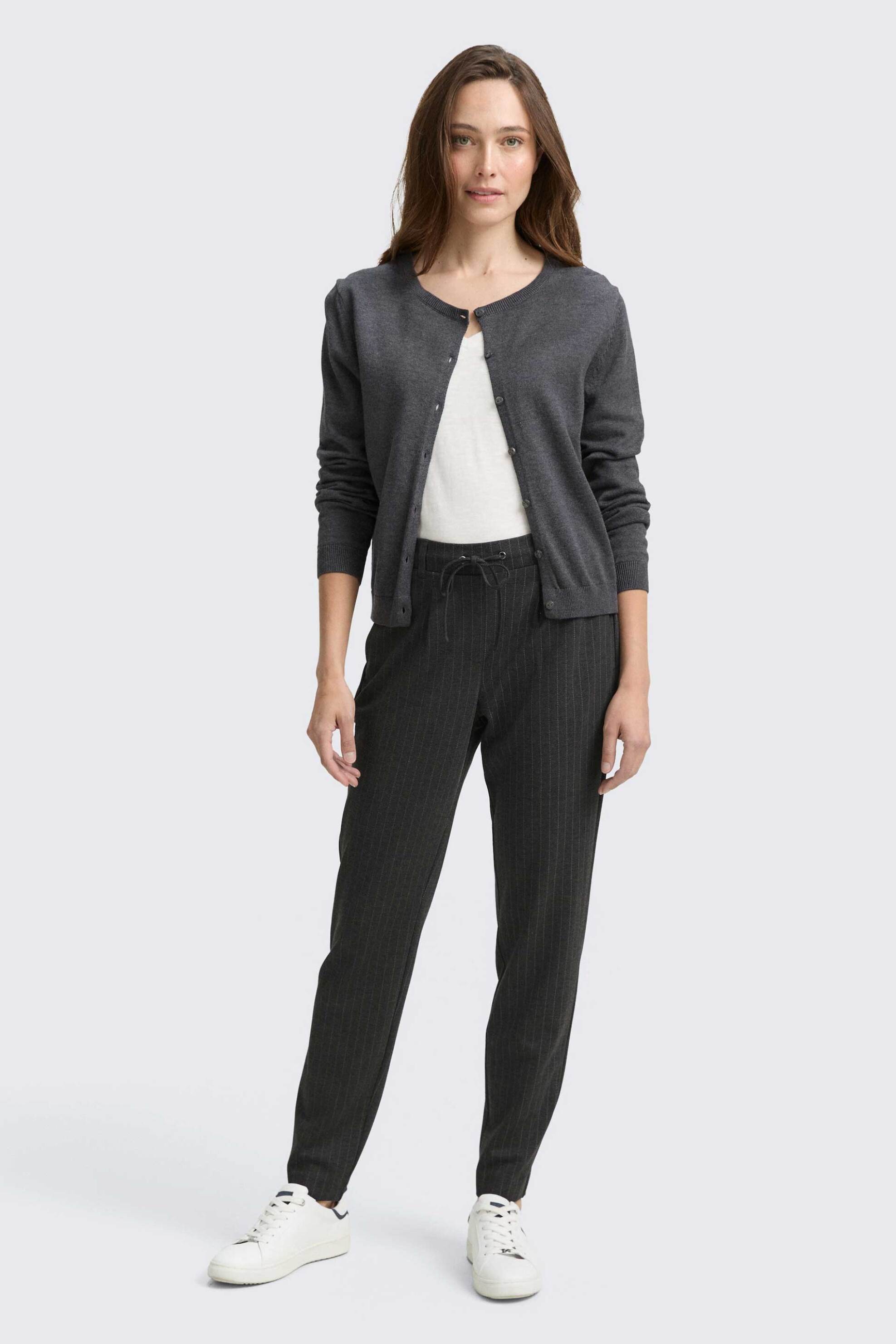 Tom Tailor γυναικείο παντελόνι με ριγέ σχέδιο Loose Fit - 1049380 Γκρι