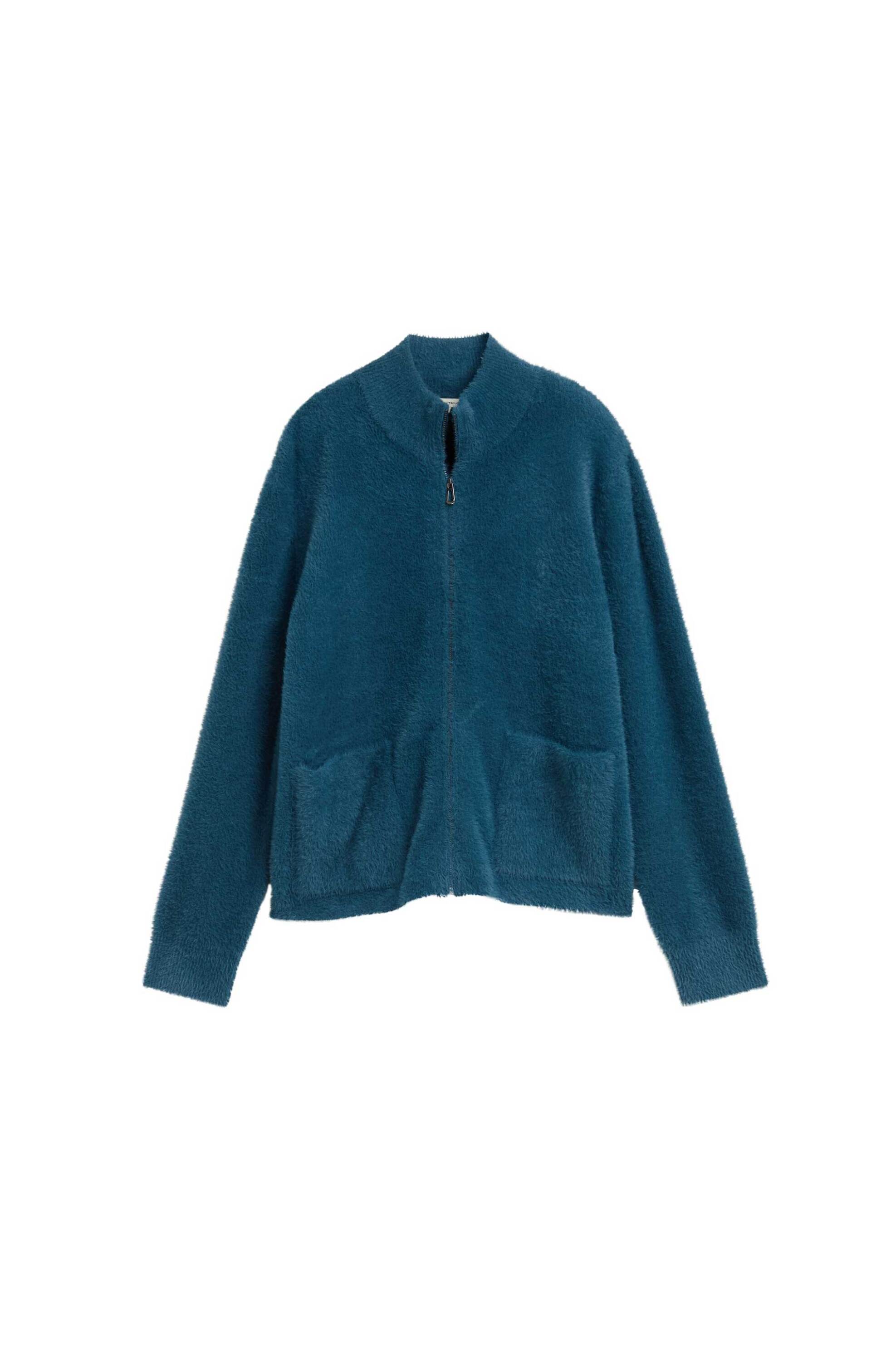 Tom Tailor γυναικεία πλεκτή ζακέτα μονόχρωμη με ribbed λεπτομέρειες Regular Fit - 1048317 Πετρόλ