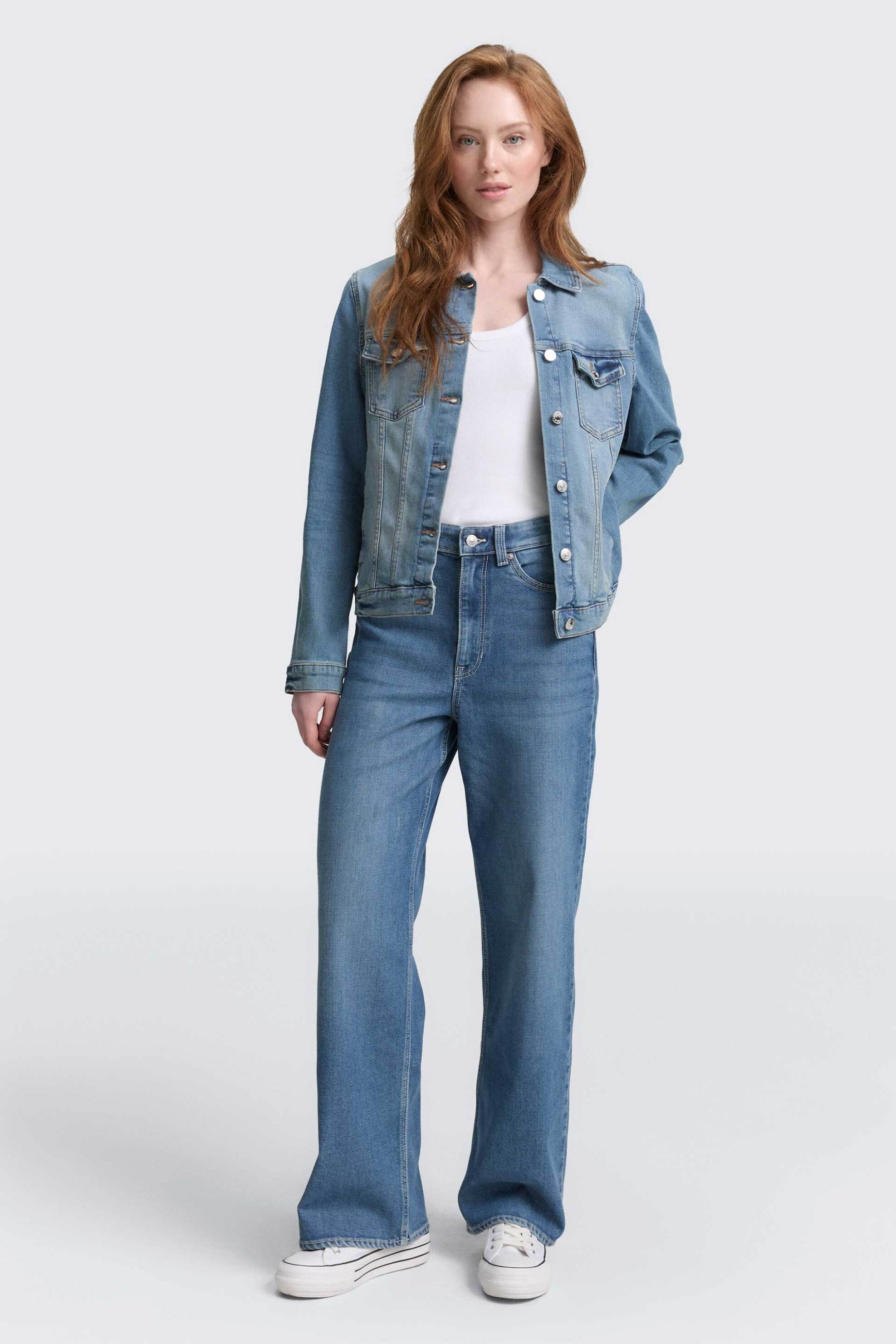 Tom Tailor γυναικείο τζιν παντελόνι πεντάτσεπο με logo patch Wide Leg - 1049383 Denim Blue