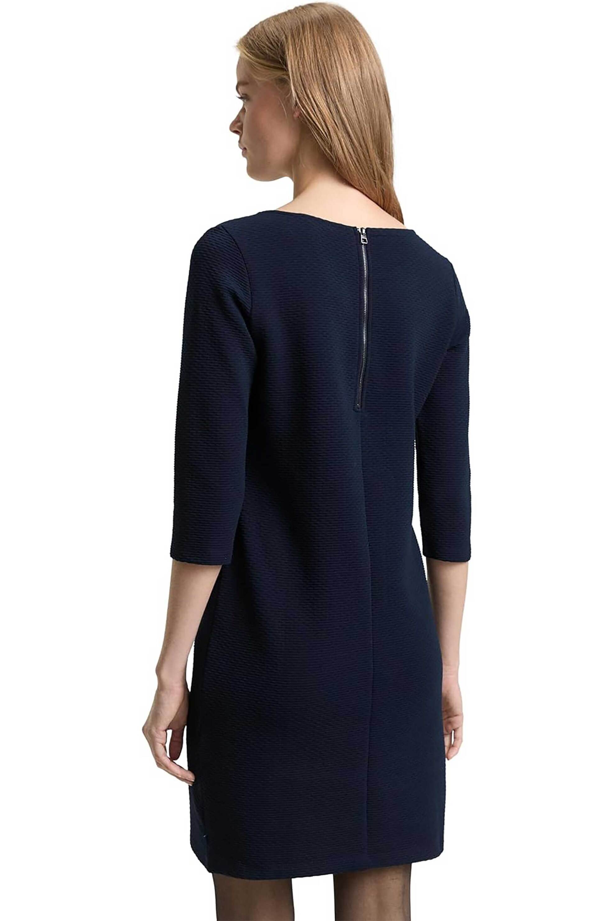 Tom Tailor γυναικείο mini φόρεμα structured με μανίκι 3/4 - 1047618 Μπλε Σκούρο