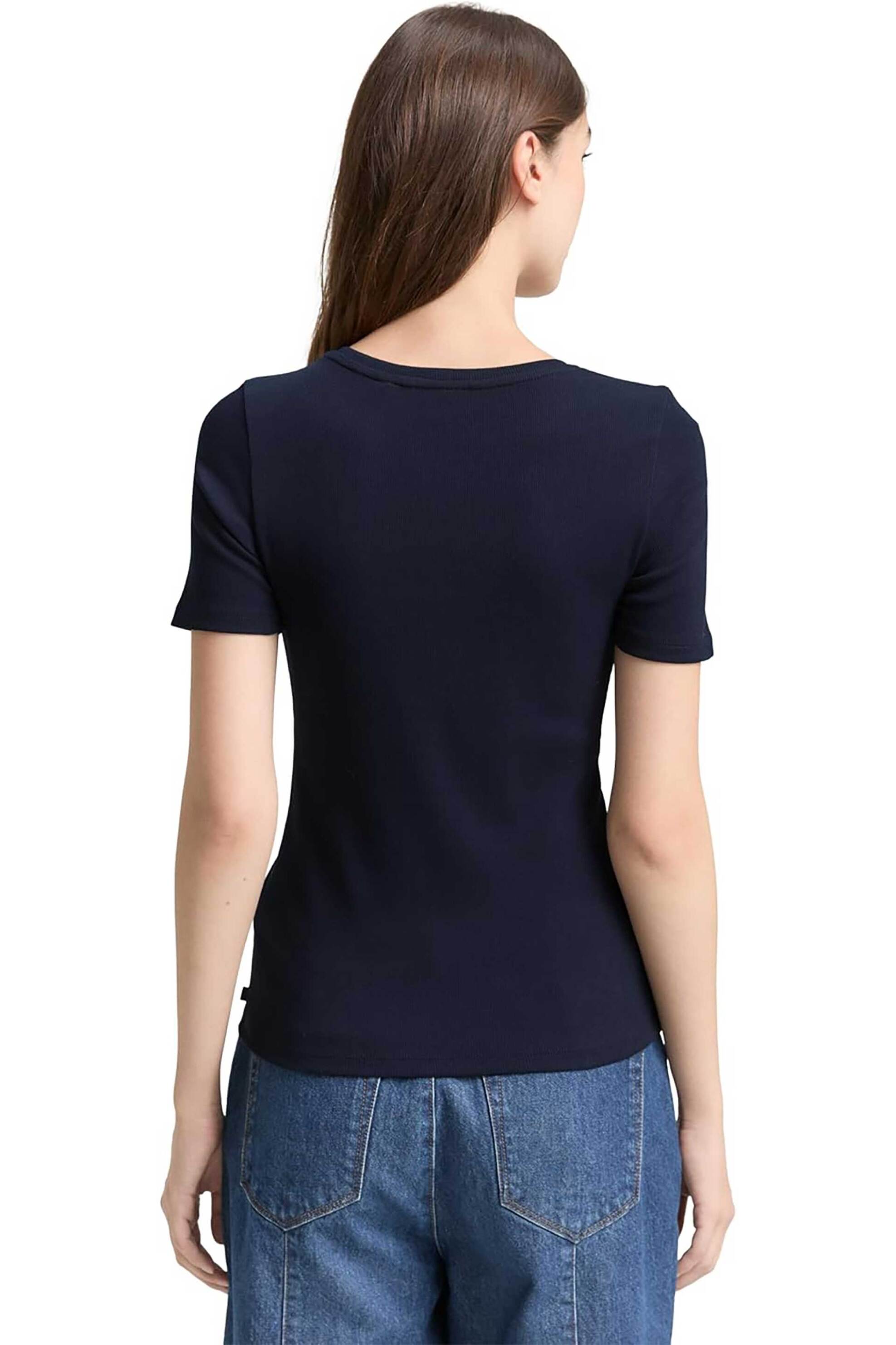 TOM TAILOR Tom Tailor γυναικείο T-shirt ribbed Regular Fit - 1047860 Μπλε Σκούρο - 2