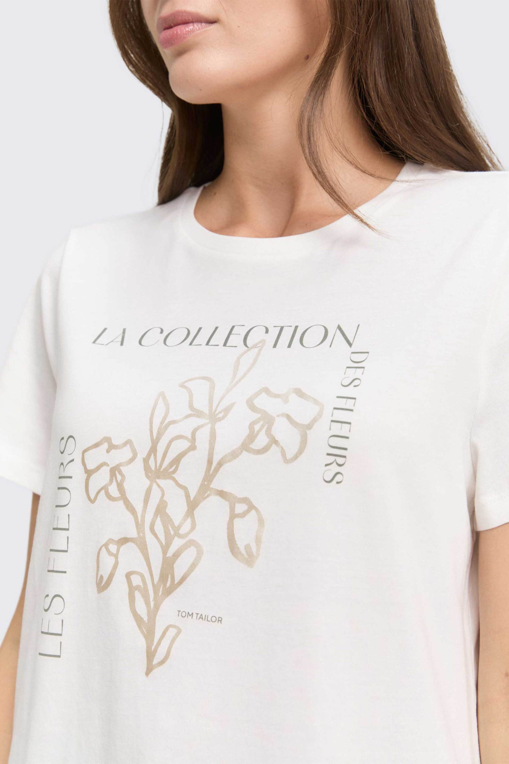 Tom Tailor γυναικείο T-shirt με print Regular Fit - 1049174 Λευκό φωτογραφία