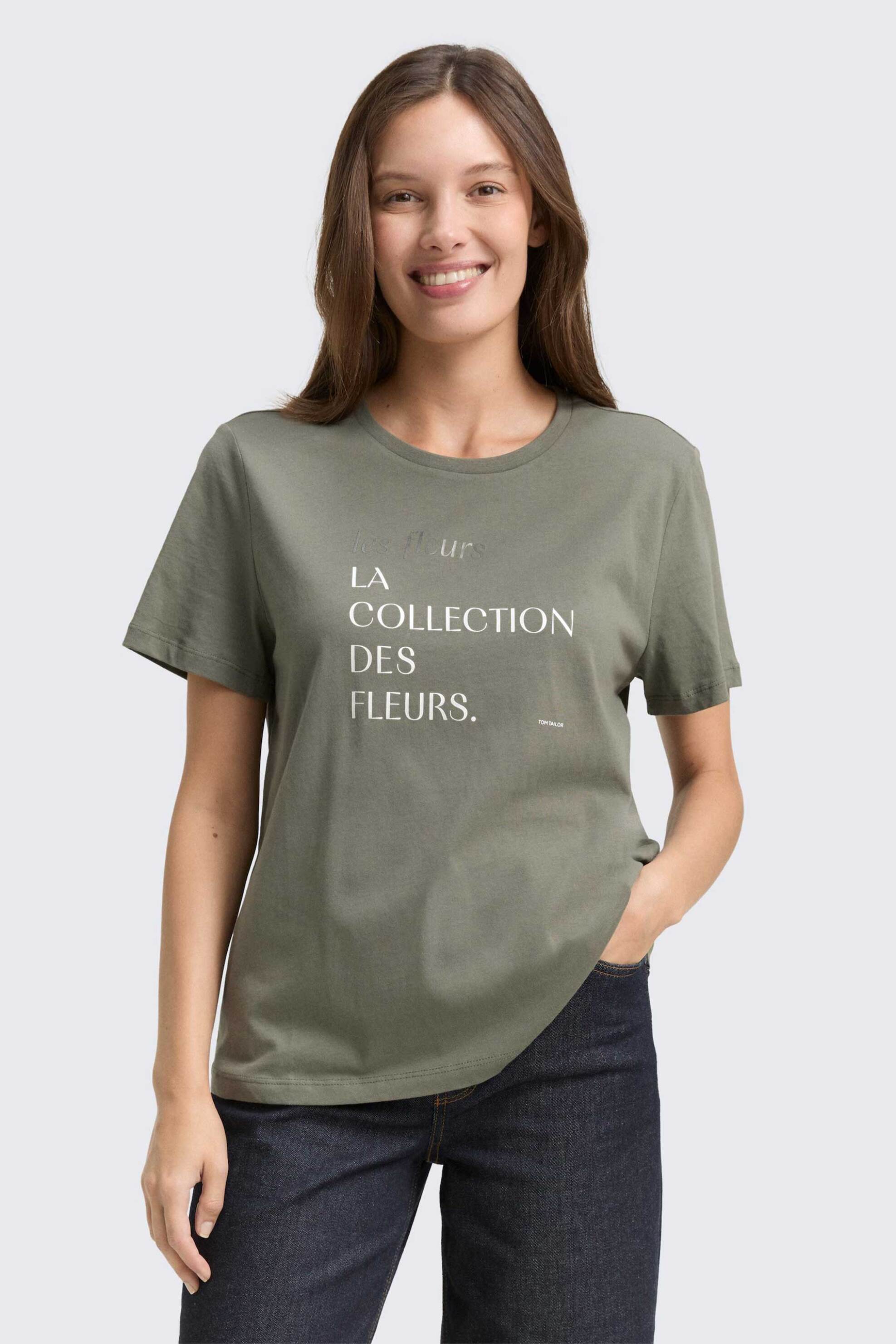 Tom Tailor γυναικείο T-shirt με print Regular Fit – 1049174 Λαδί