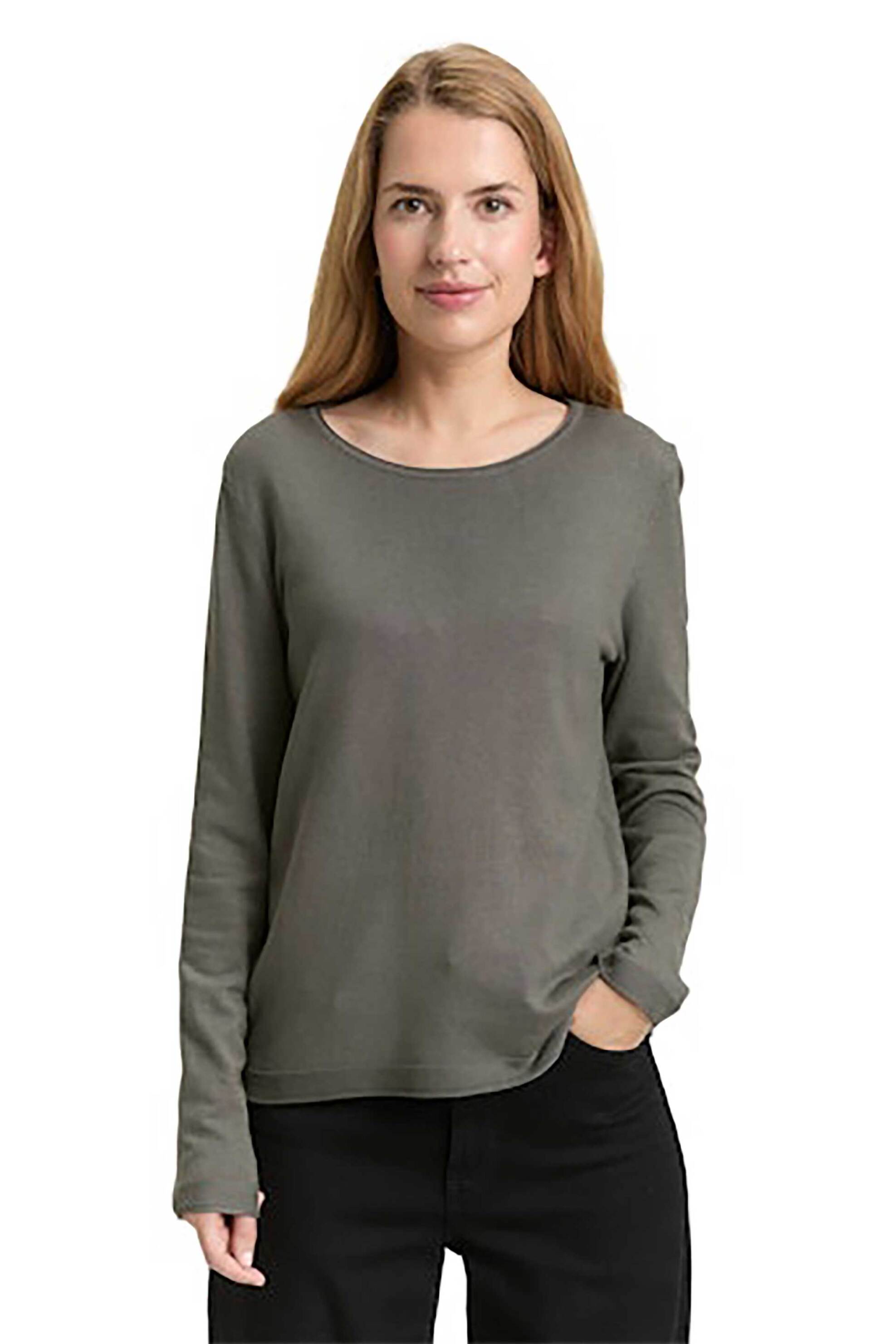 Tom Tailor γυναικεία πλεκτή μπλούζα μονόχρωμη Regular Fit - 1049492 Λαδί