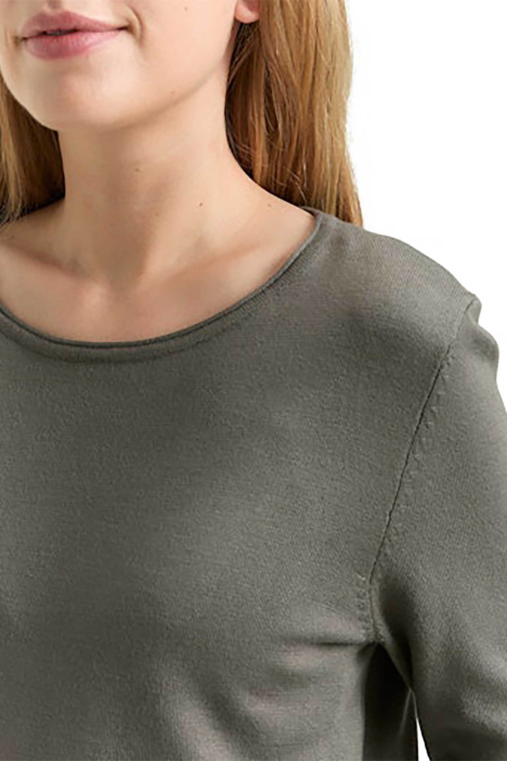 Tom Tailor γυναικεία πλεκτή μπλούζα μονόχρωμη Regular Fit - 1049492 Λαδί
