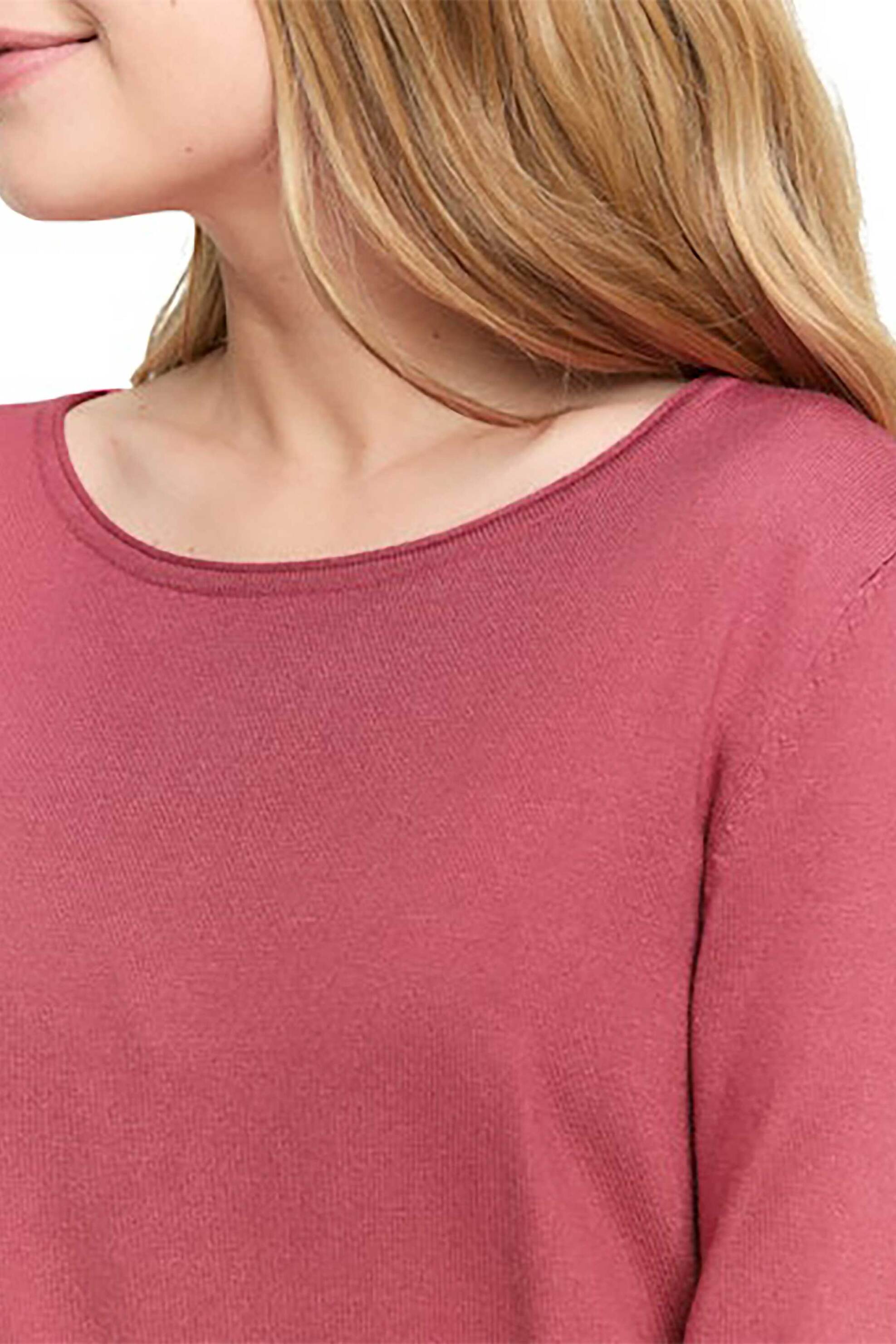 TOM TAILOR Tom Tailor γυναικεία πλεκτή μπλούζα μονόχρωμη Regular Fit - 1049492 Ροζ Hot - 2