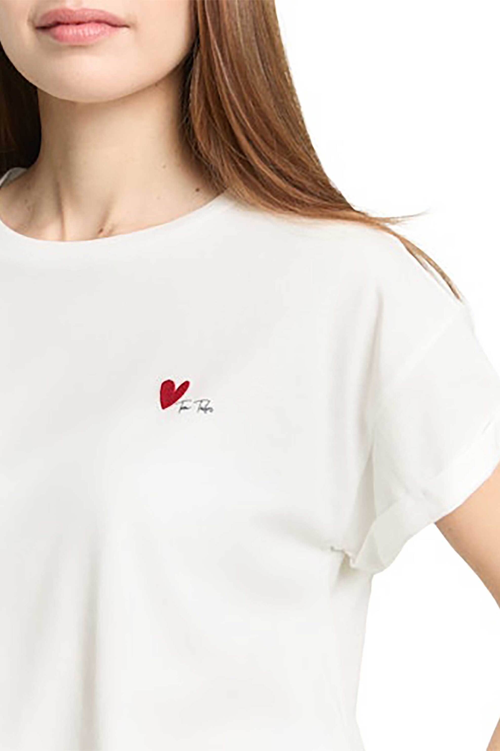 TOM TAILOR Tom Tailor γυναικείο T-shirt με κέντημα Regular Fit - 1050846 Λευκό - 2