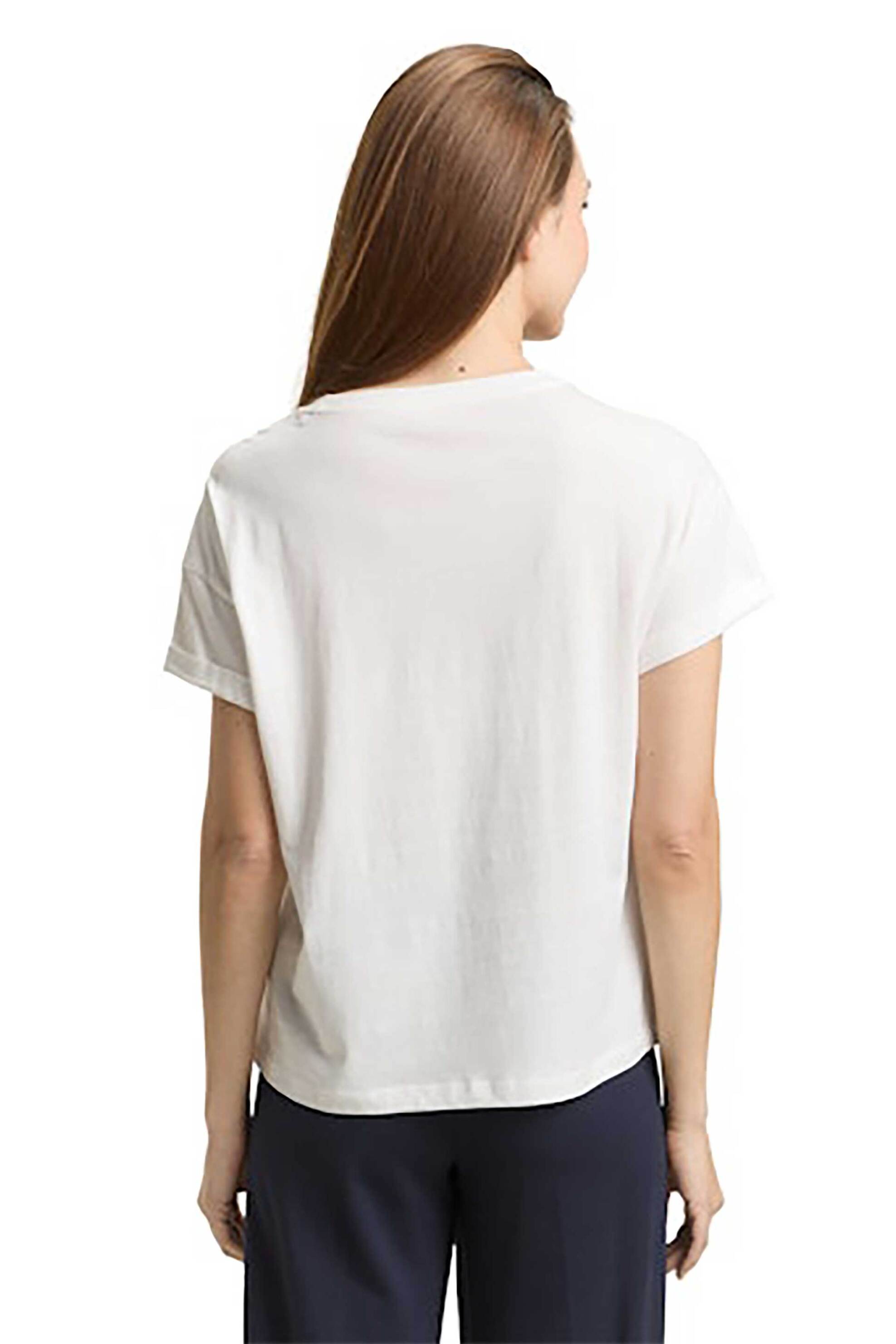 Tom Tailor Γυναικείο T-Shirt με Κέντημα Regular Fit - 1050846 Λευκό