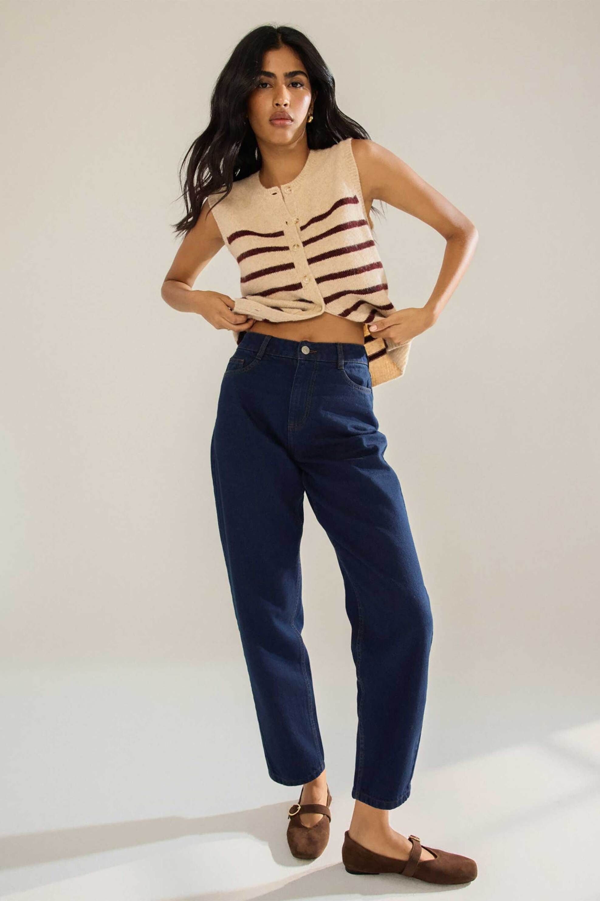 NOBODY΄S CHILD Nobody's Child γυναικείο ψηλόμεσο τζιν παντελόνι πεντάτσεπο Barrel Fit - B254276BLUR Denim Blue Σκούρο