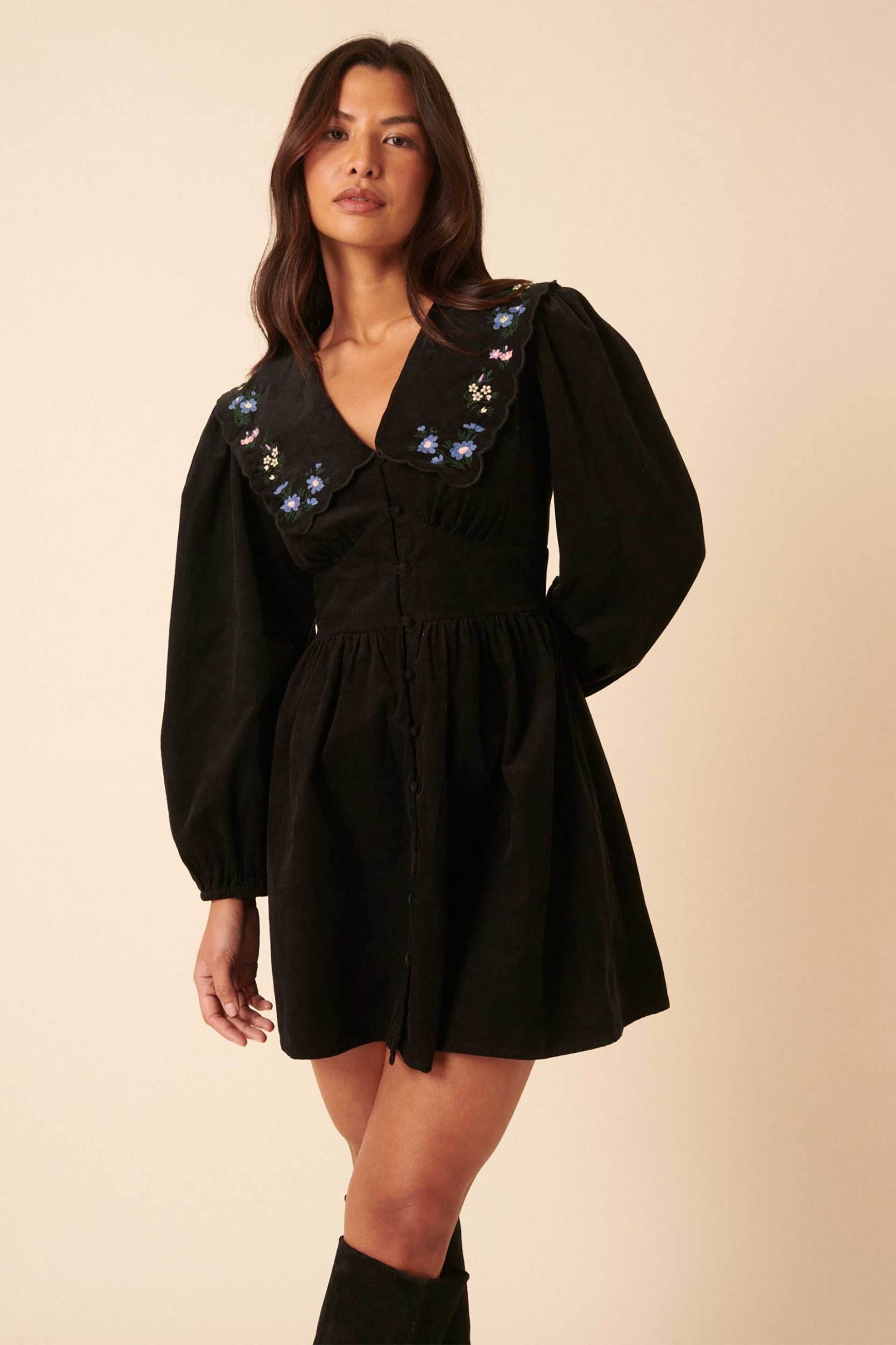 NOBODY΄S CHILD Nobody΄s Child γυναικείo mini φόρεμα με floral print - D253899BLK Μαύρο