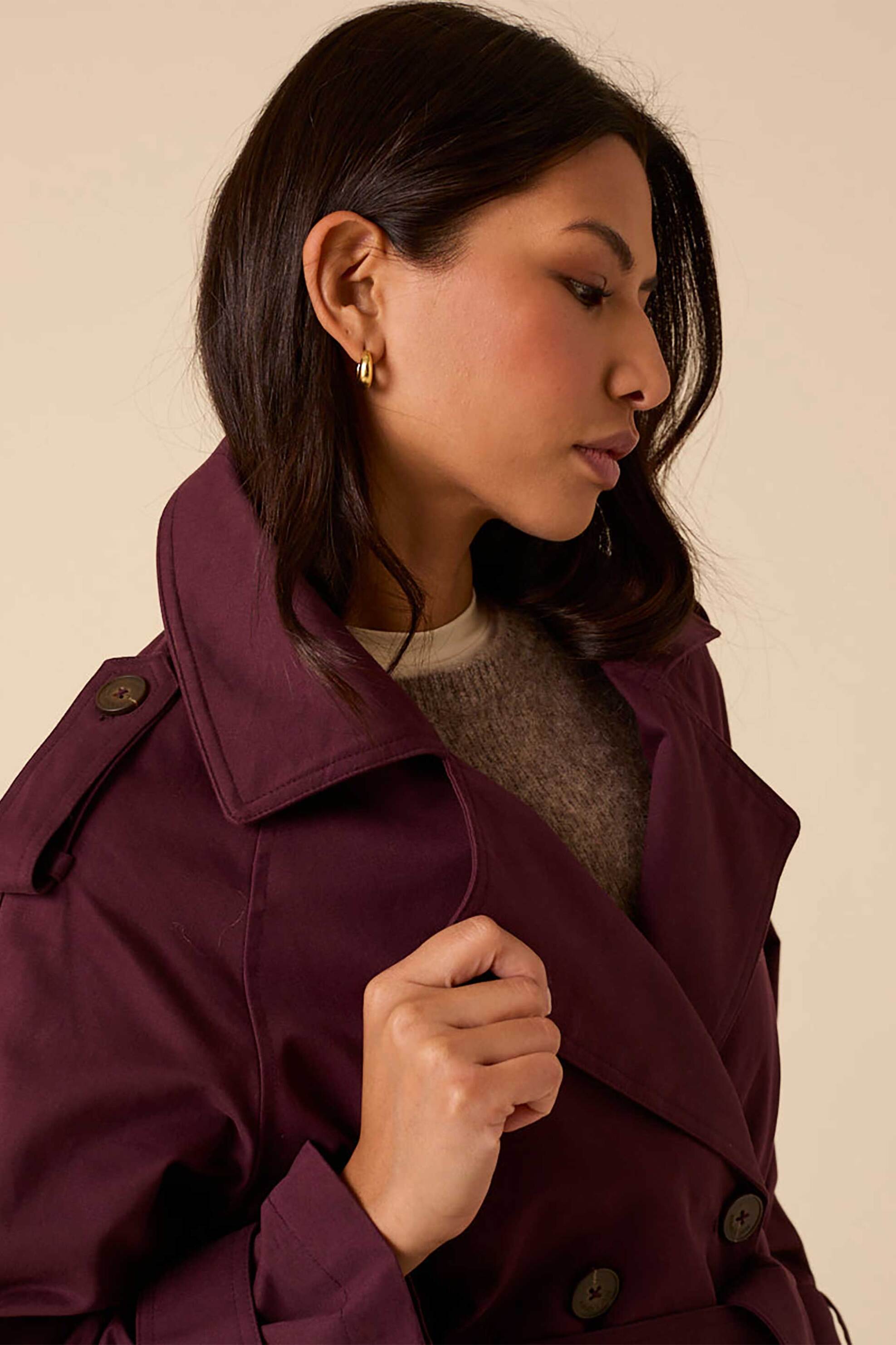 Nobody΄s Child γυναικεία καπαρτίνα με ζώνη - O254120RED Μπορντό φωτογραφία