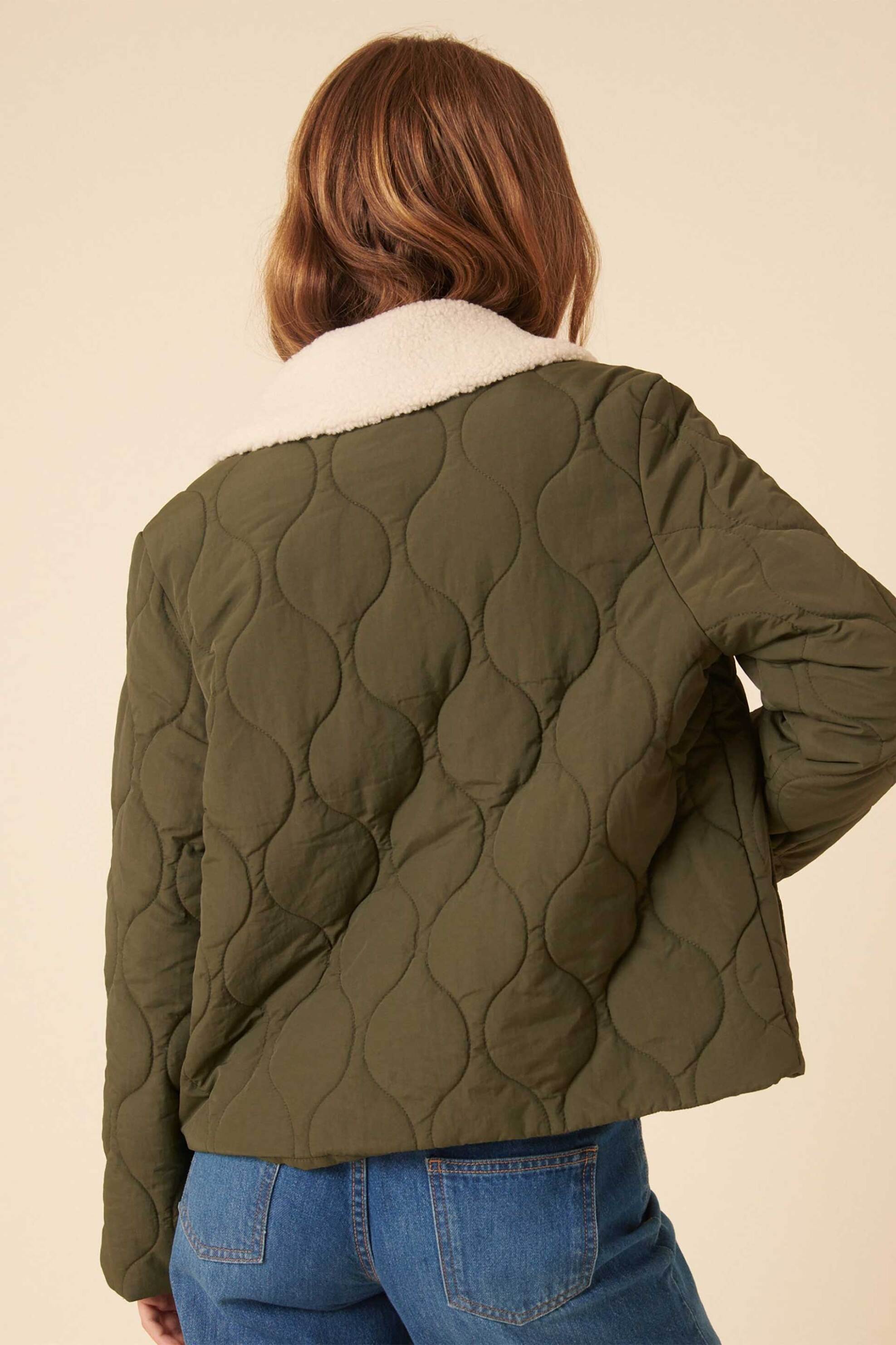 Nobody΄s Child γυναικείο καπιτονέ μπουφάν με faux γούνα - O254126GRN Χακί φωτογραφία