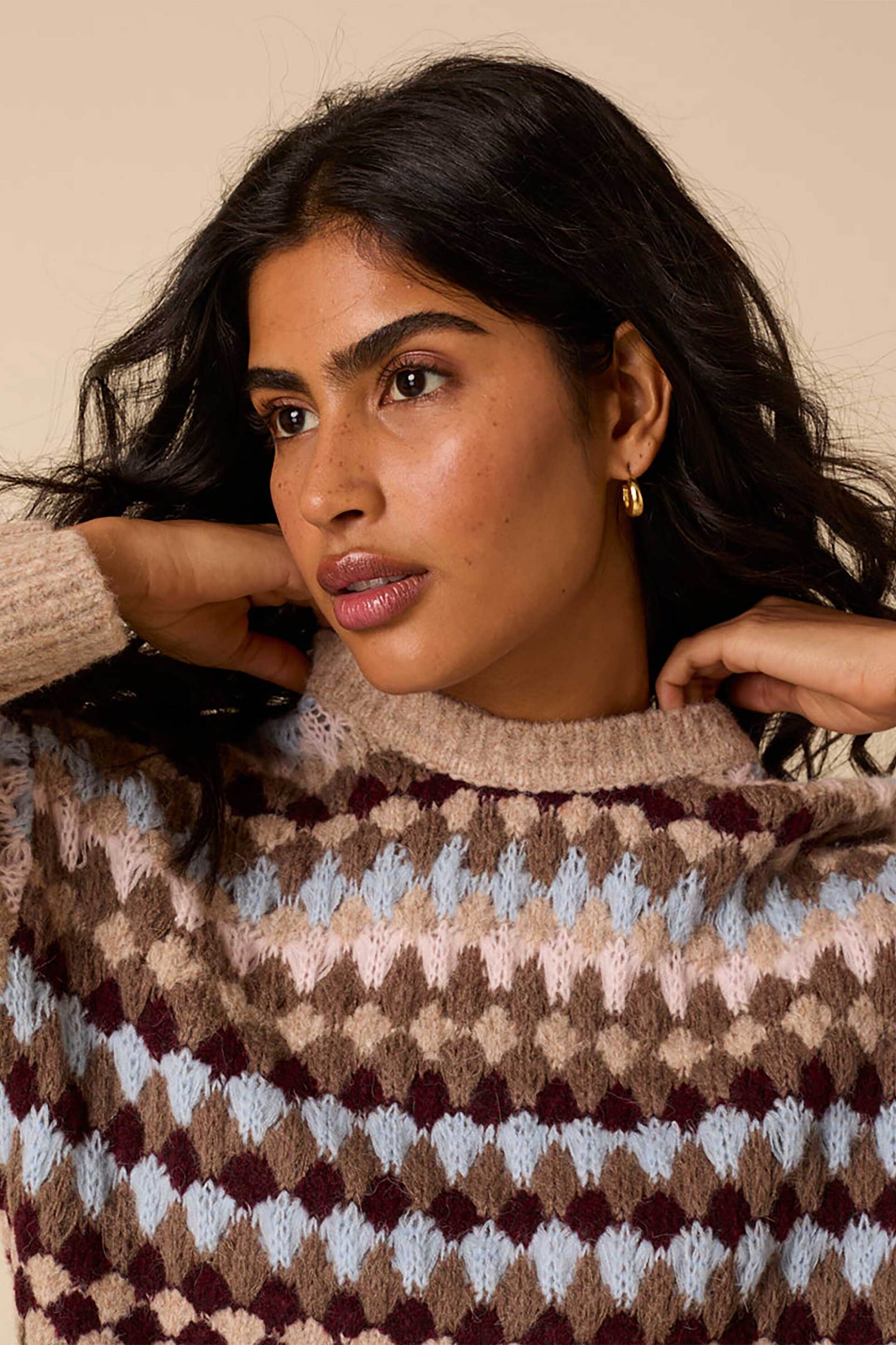 Nobody΄s Child γυναικείο πουλόβερ με all-over print Oversized Fit - T253976MLT Πολύχρωμο φωτογραφία