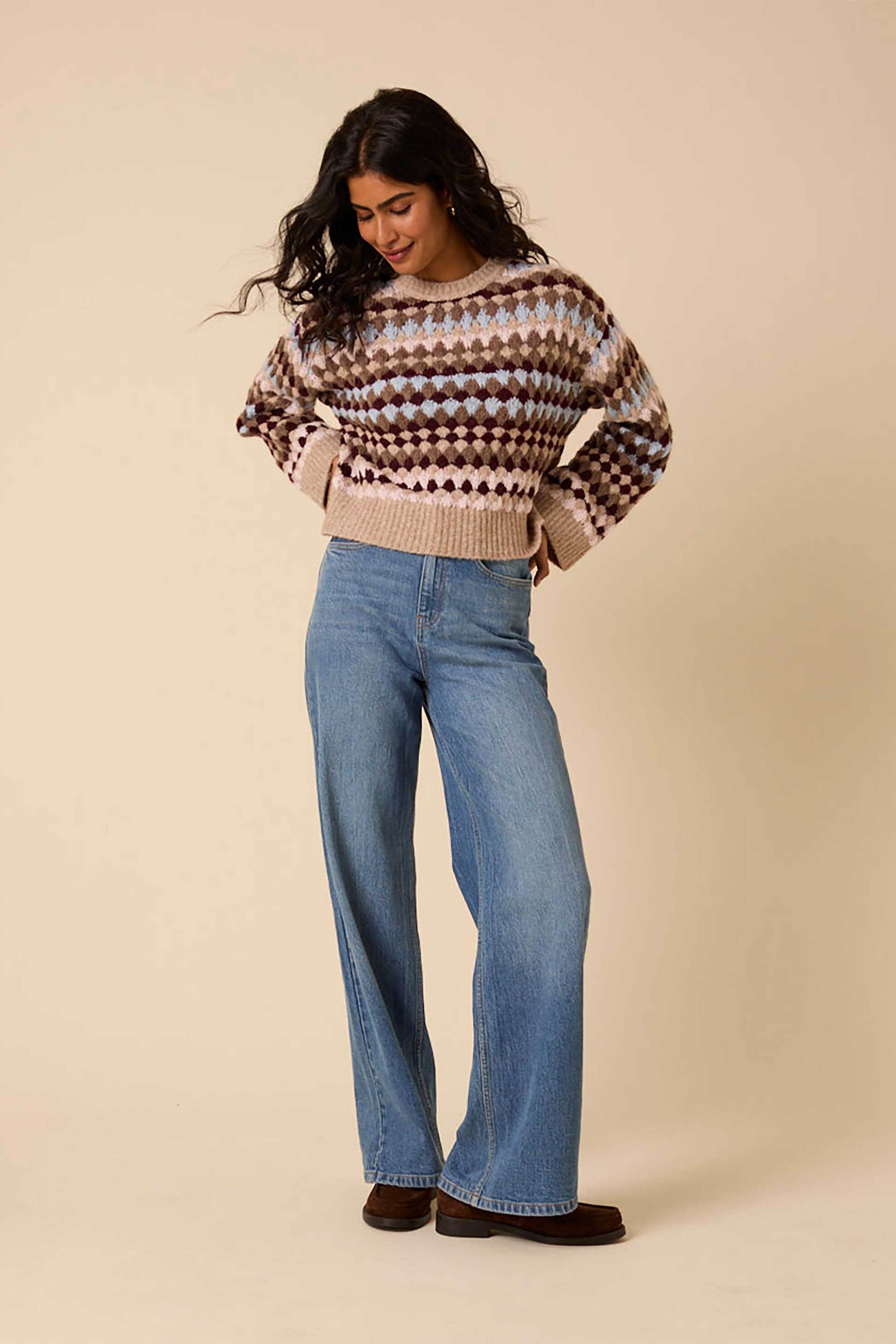 Nobody΄s Child γυναικείο πουλόβερ με all-over print Oversized Fit - T253976MLT Πολύχρωμο φωτογραφία