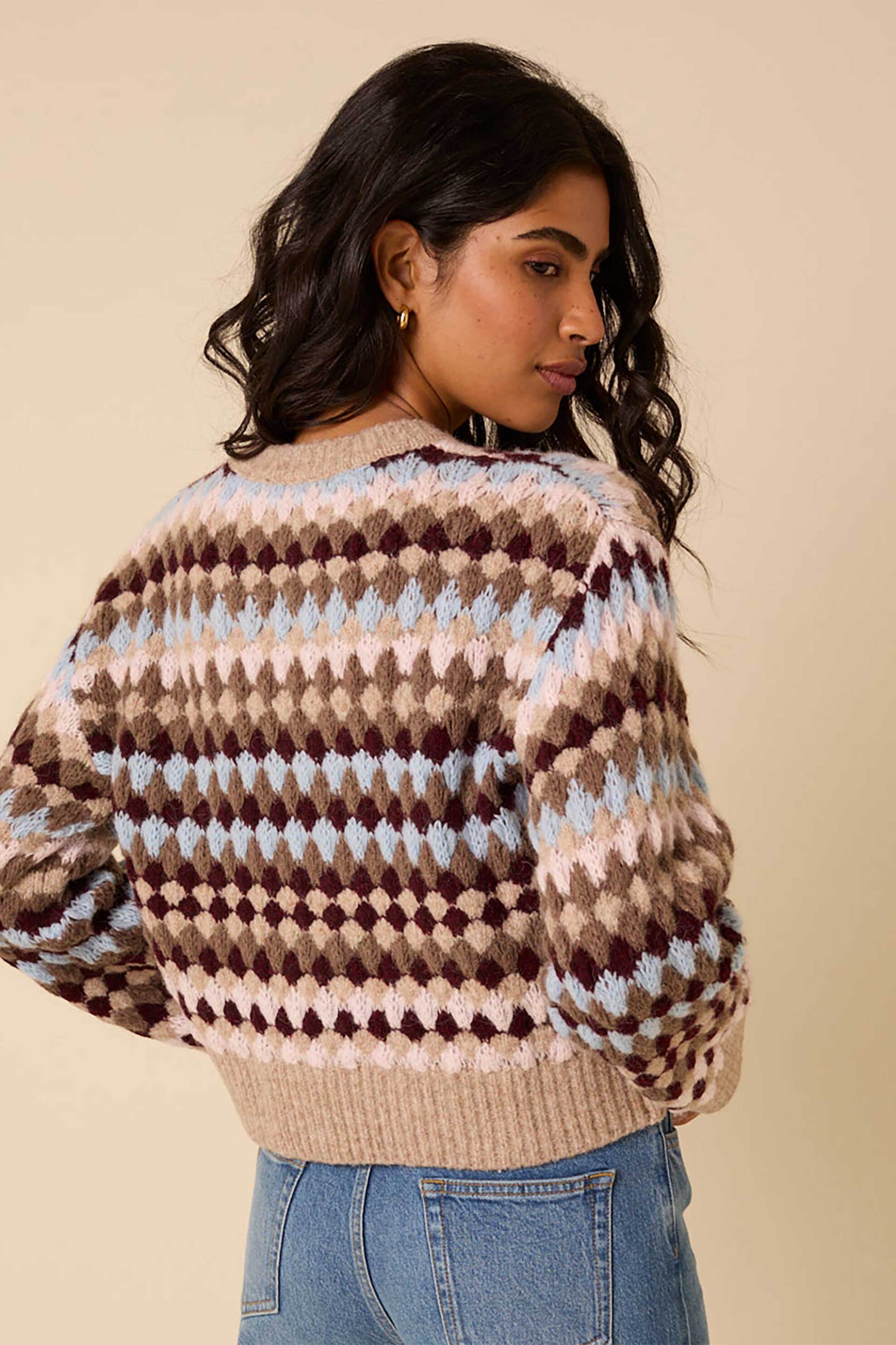 Nobody΄s Child γυναικείο πουλόβερ με all-over print Oversized Fit - T253976MLT Πολύχρωμο φωτογραφία