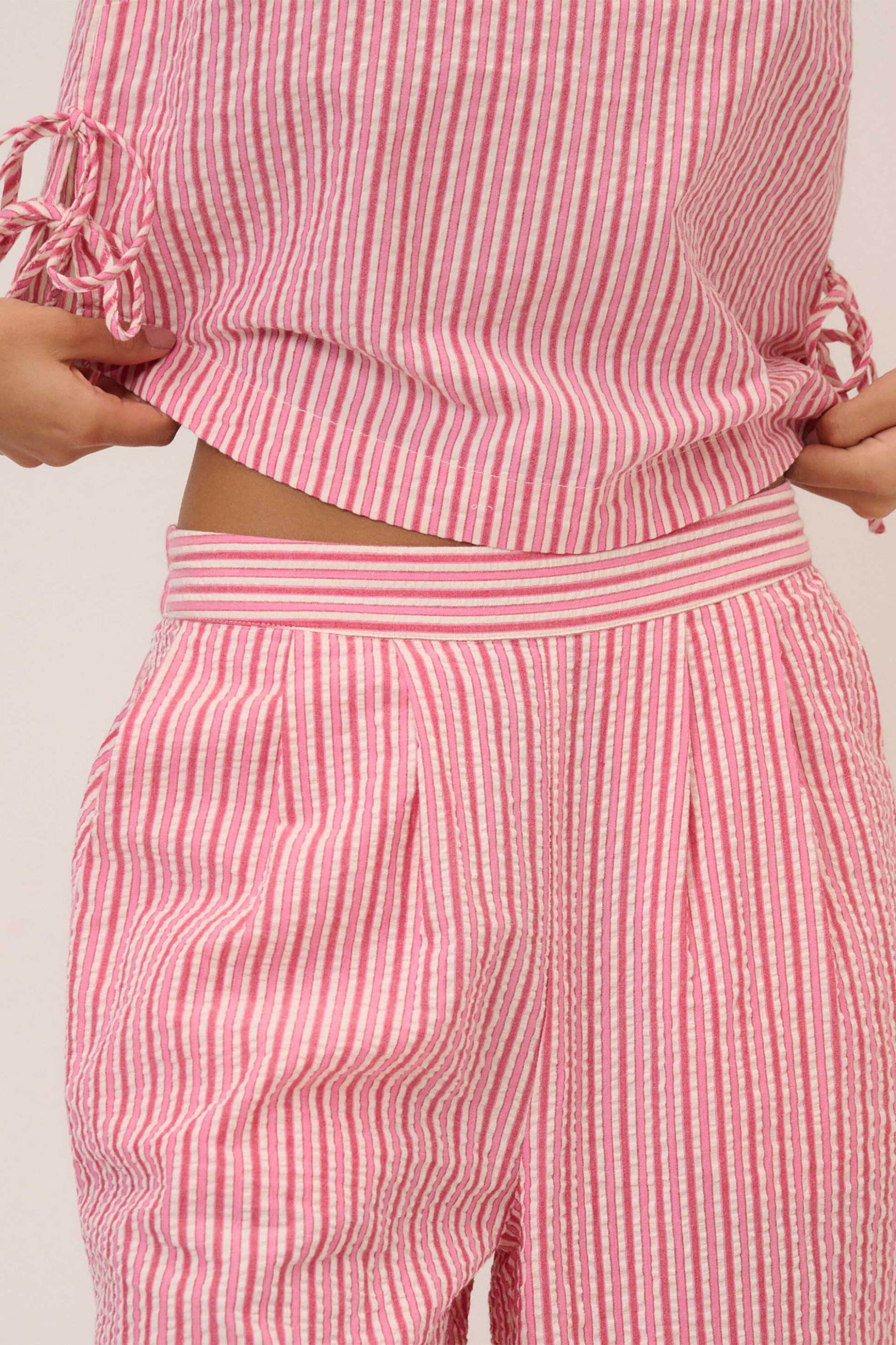 NOBODY΄S CHILD Nobody΄s Child γυναικείο παντελόνι ριγέ Wide Leg - 2612665004 Ροζ - 2