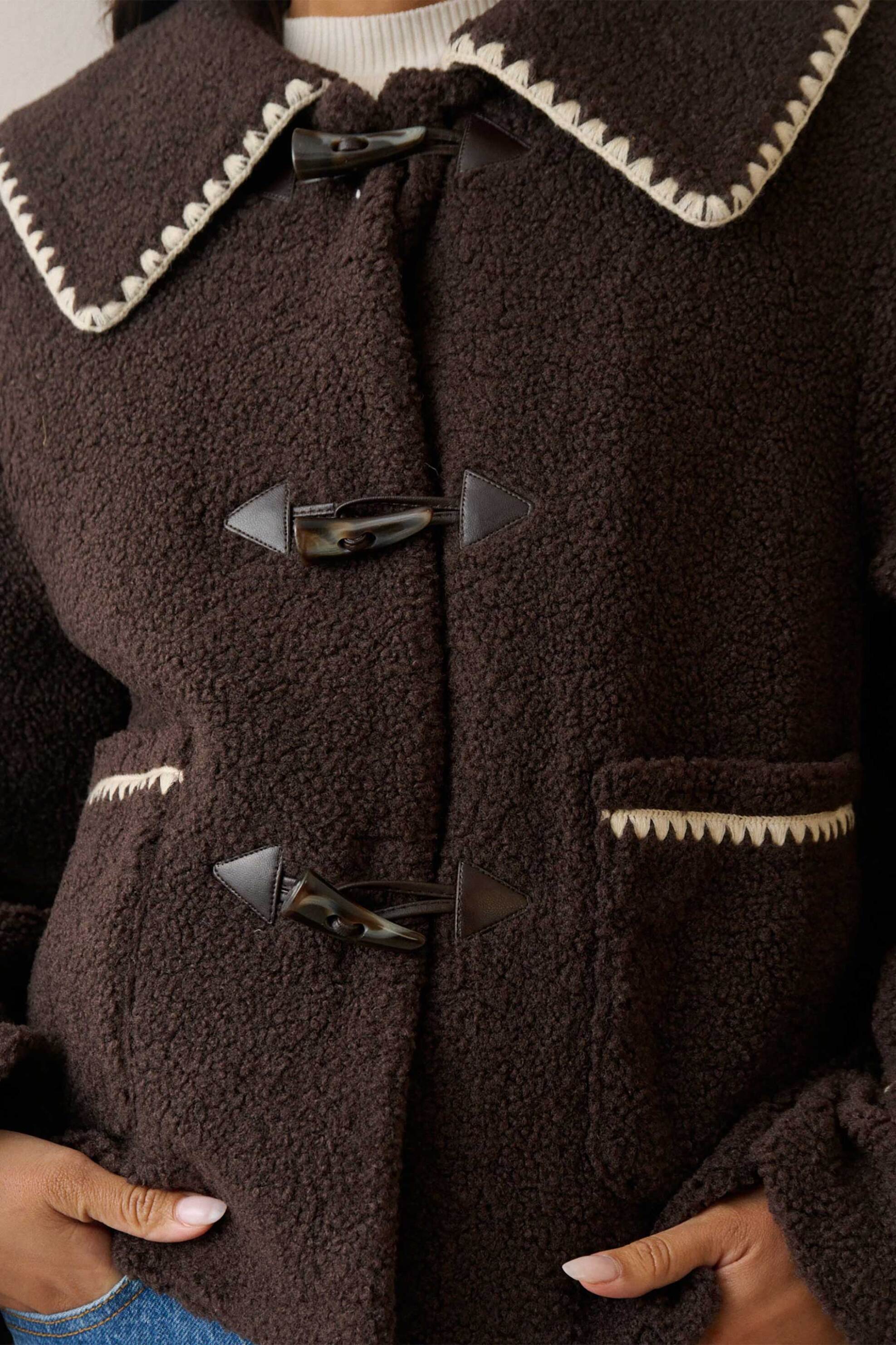 NOBODY΄S CHILD Nobody΄s Child γυναικείο jacket Oversized "Borg" - 2617101001 Καφέ - 3