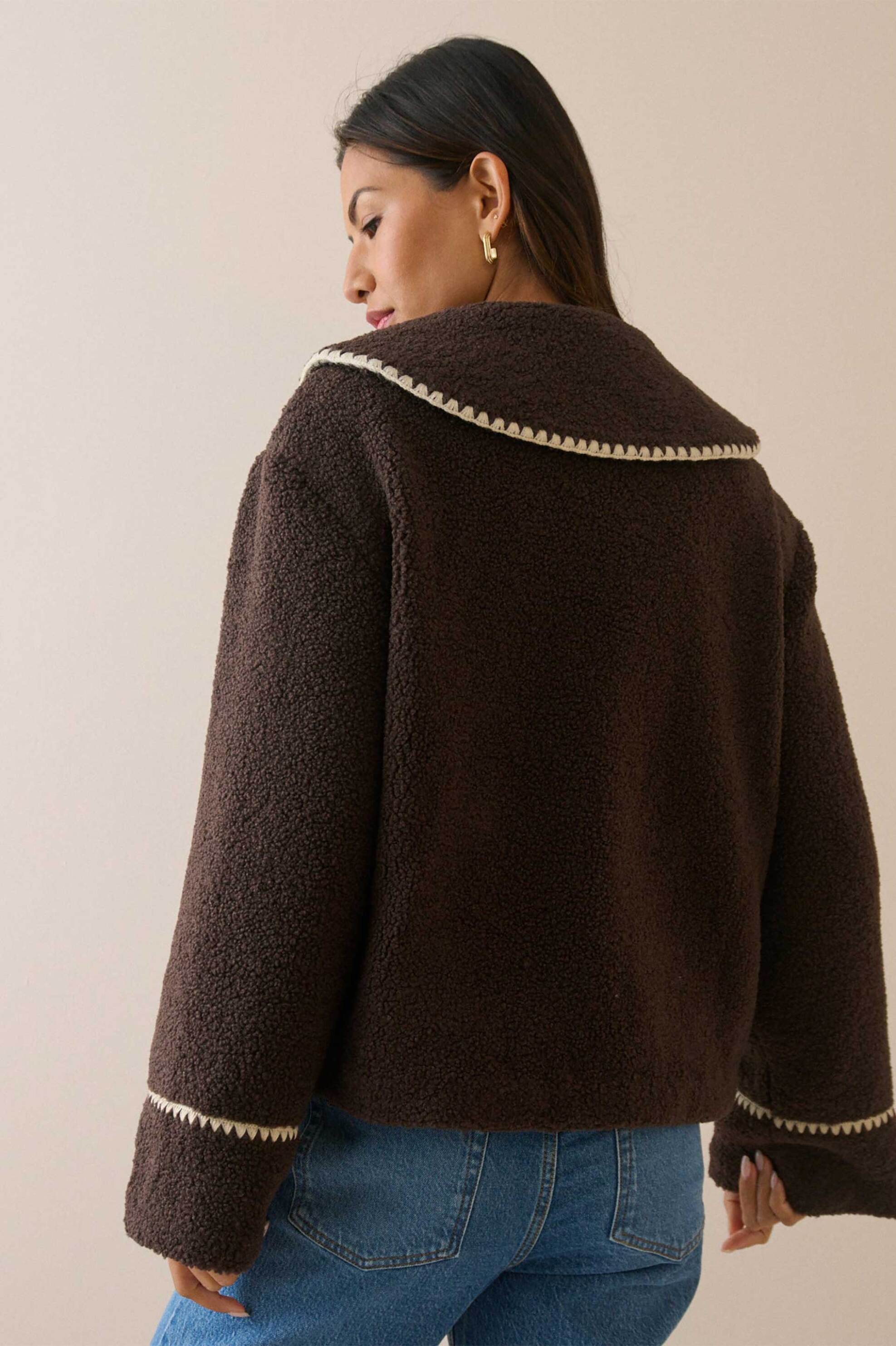 NOBODY΄S CHILD Nobody΄s Child γυναικείο jacket Oversized "Borg" - 2617101001 Καφέ - 4