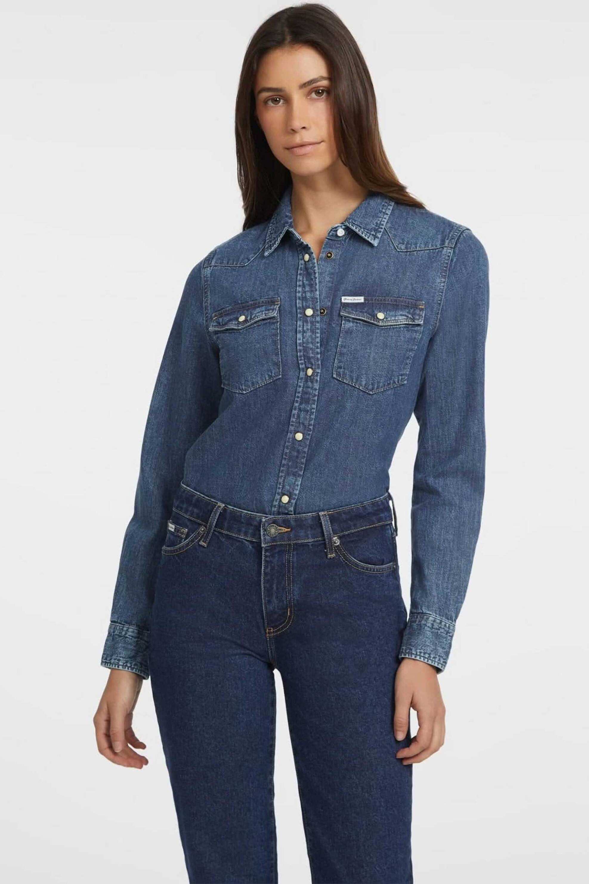 Guess Guess γυναικείο πουκάμισο denim Slim Fit - W4YH35D5EI3 Denim Blue 2025