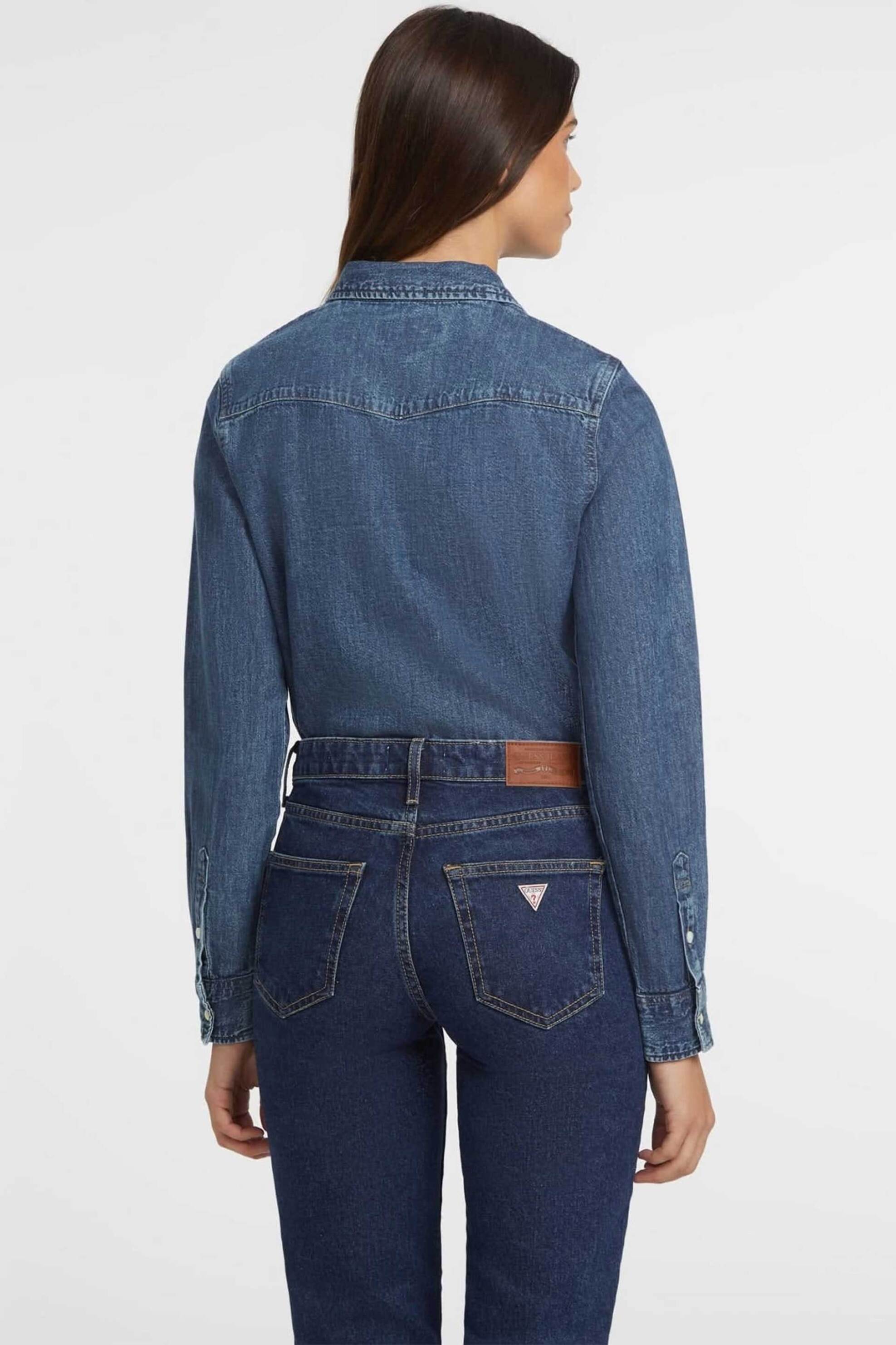 GUESS Guess γυναικείο πουκάμισο denim Slim Fit - W4YH35D5EI3 Denim Blue - 3