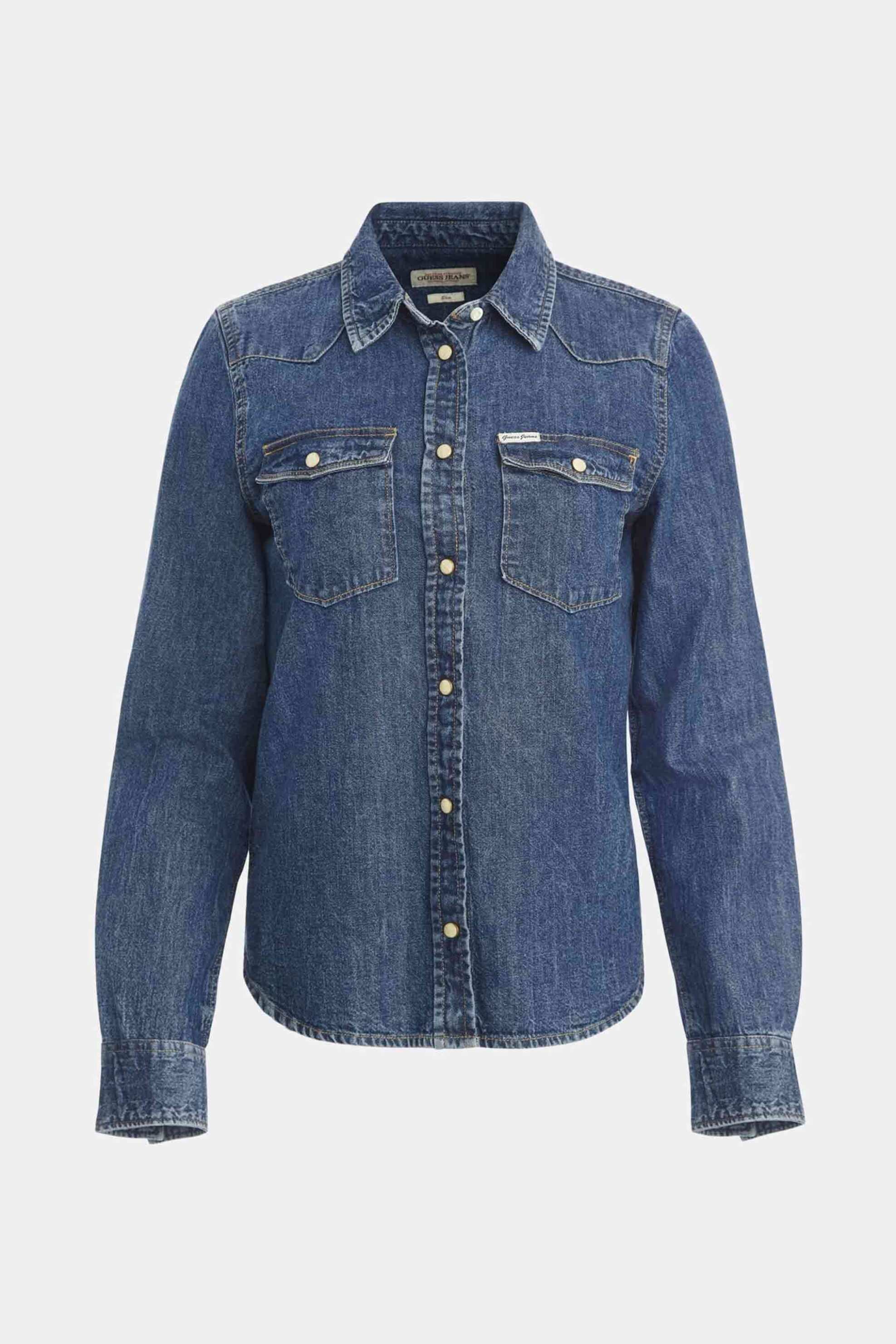 GUESS Guess γυναικείο πουκάμισο denim Slim Fit - W4YH35D5EI3 Denim Blue - 4