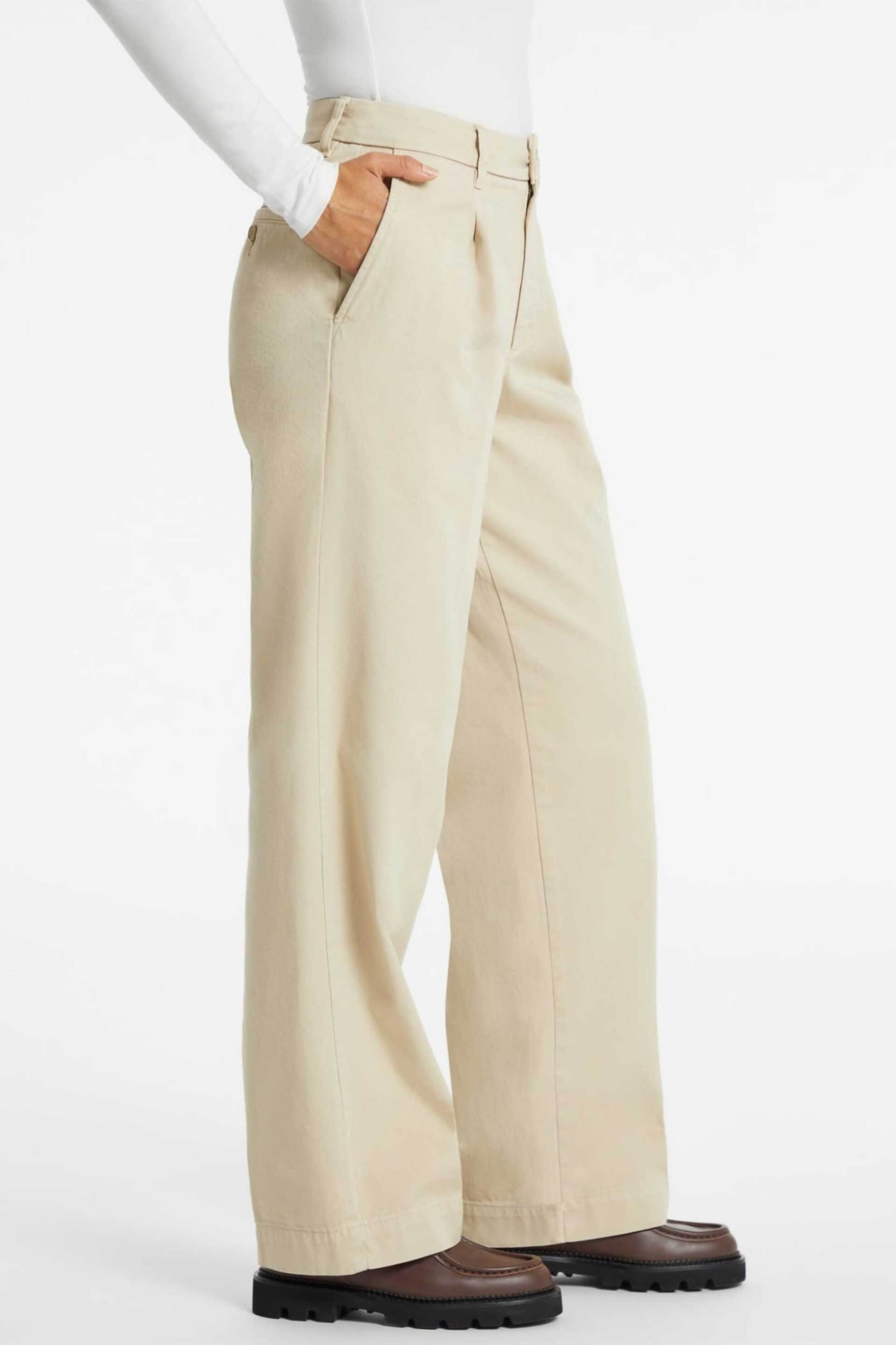 Guess γυναικείο παντελόνι chino ψηλόμεσο Regular Wide Fit - W4BB44WGCV2 Εκρού φωτογραφία