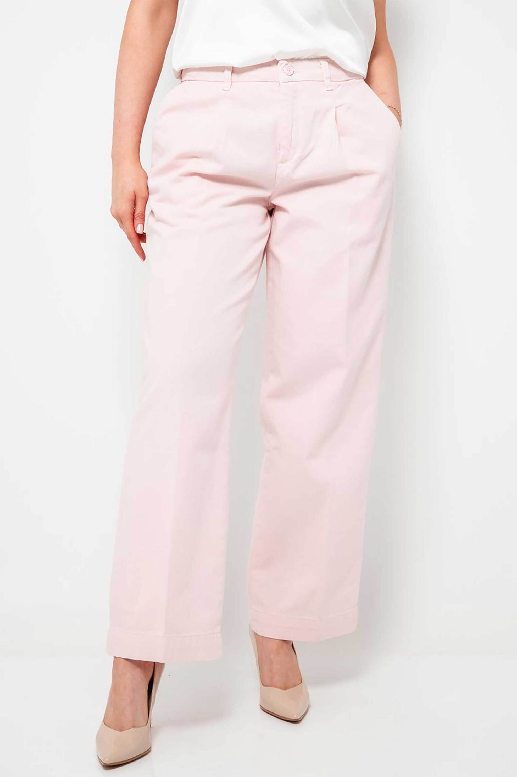 GUESS Guess γυναικείο παντελόνι chino ψηλόμεσο Regular Wide Fit - W4BB44WGCV2 Ροζ