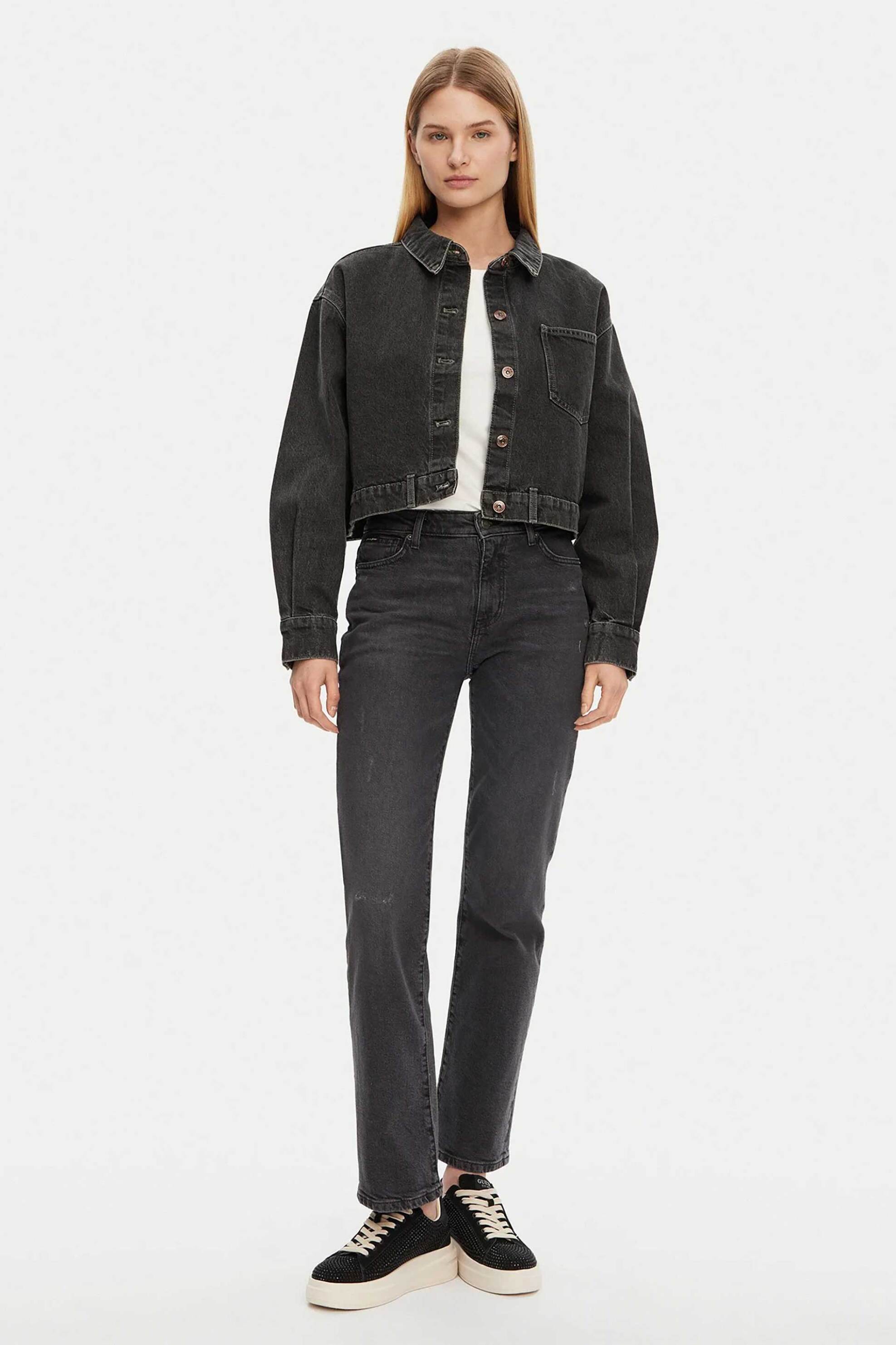 Guess Guess γυναικείο τζιν παντελόνι πεντάτσεπο Regular Fit - W5RA98D5M72 Μαύρο 2025