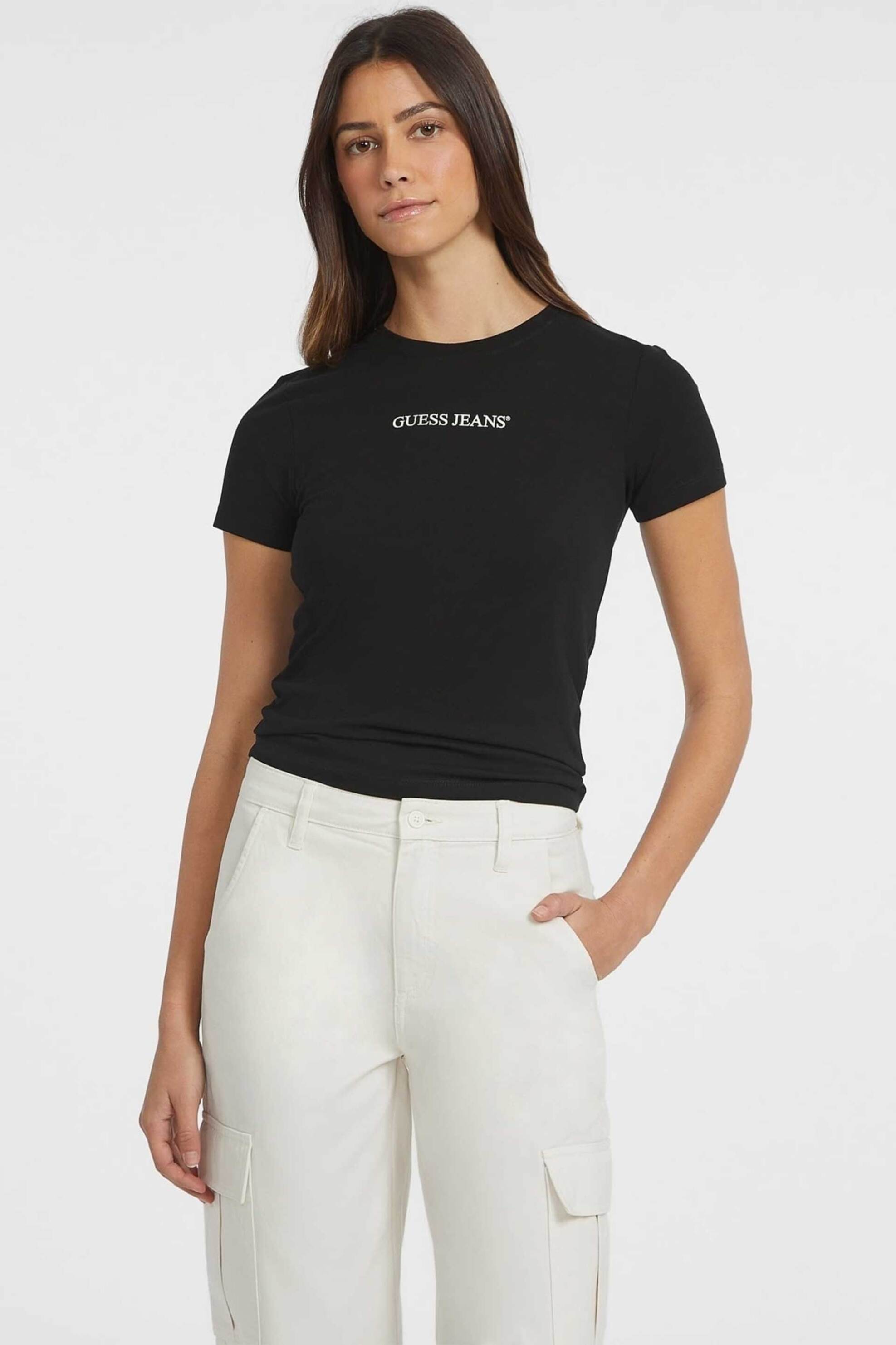 Guess γυναικείο T-shirt με logo print Slim Fit