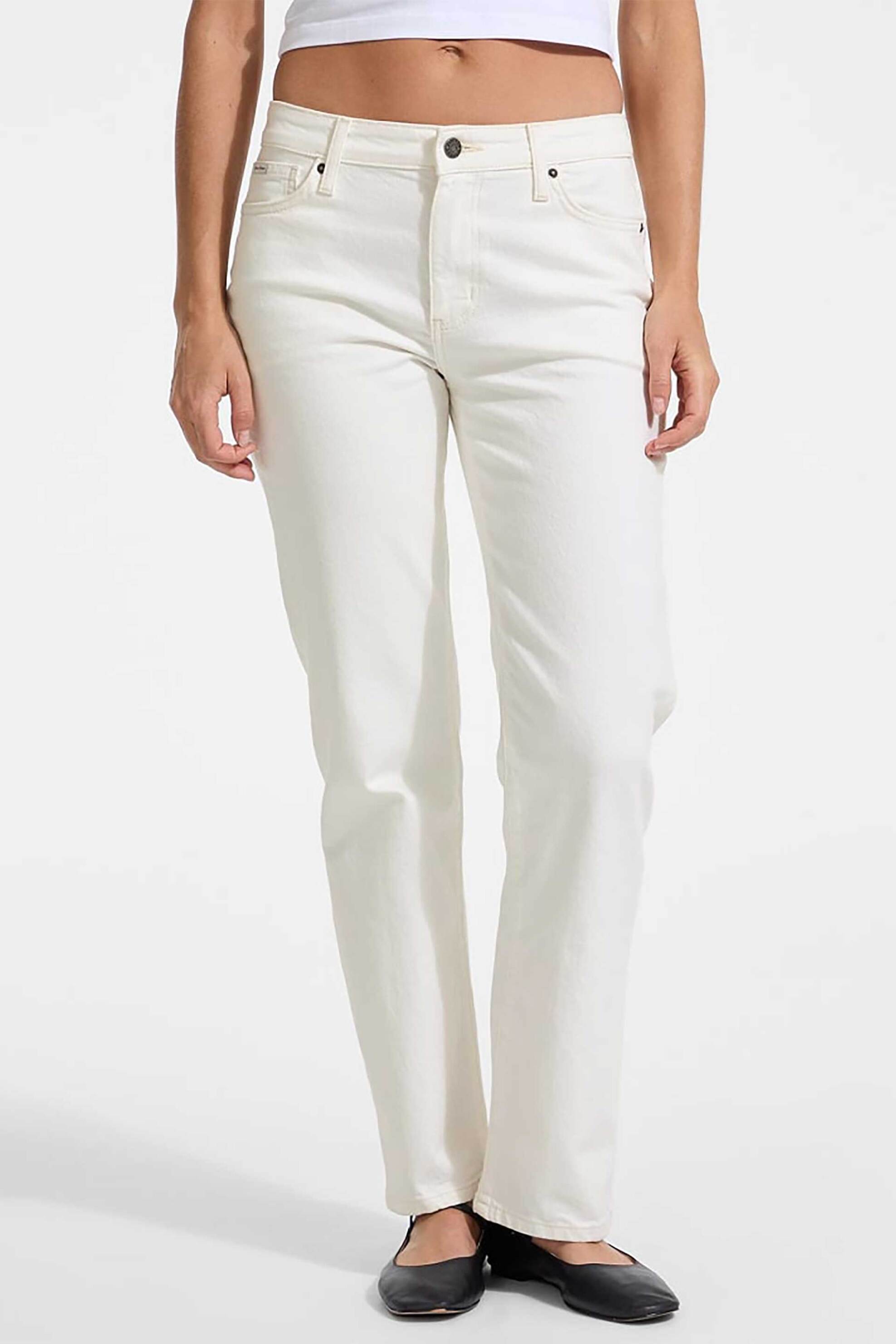 Guess γυναικείο τζιν παντελόνι πεντάτσεπο Regular Straight Fit - W5GA98D5M62 Λευκό φωτογραφία