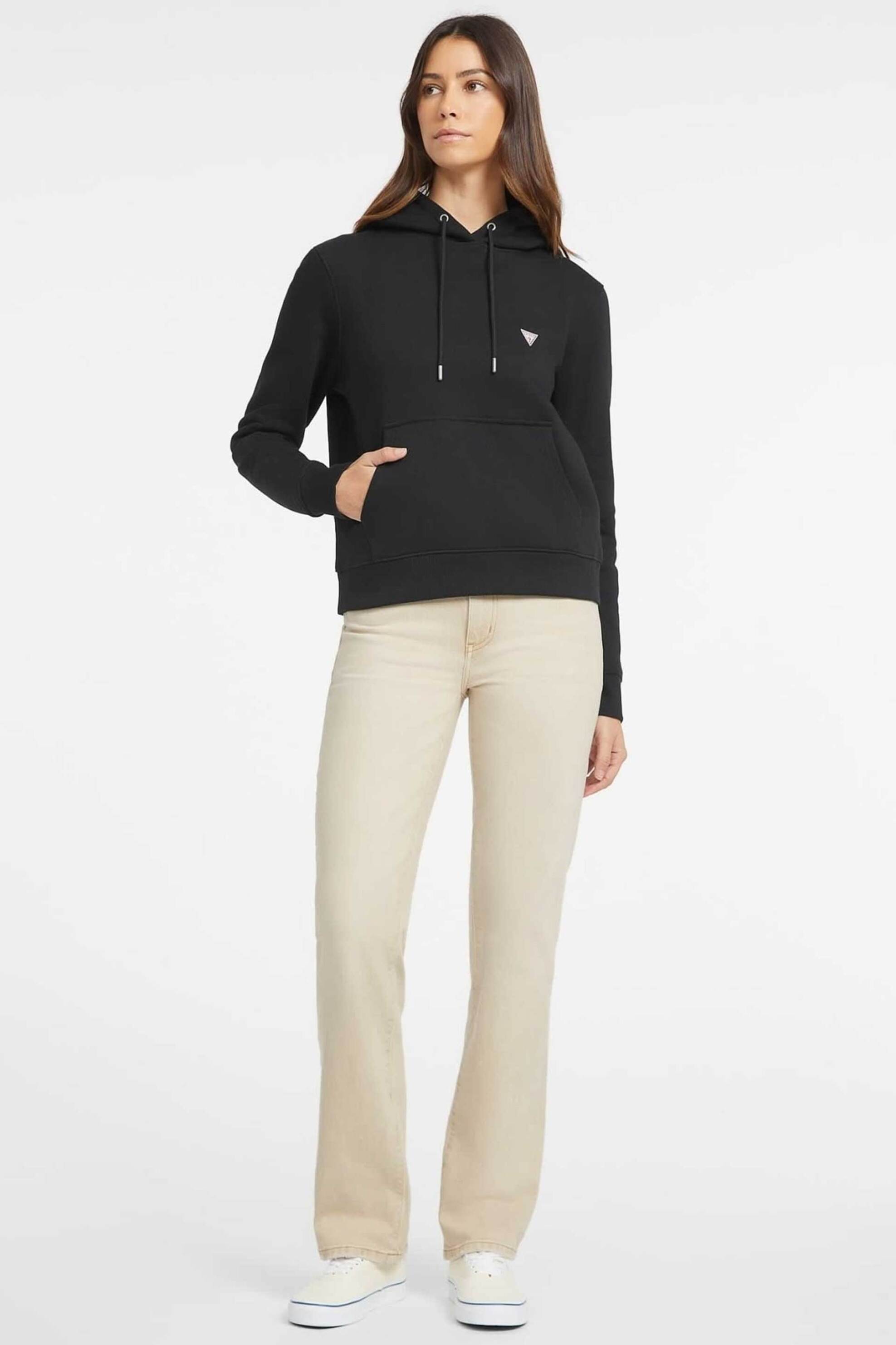 Guess γυναικεία μπλούζα φούτερ με logo print και κουκούλα - W4YQ04KC811 Μαύρο φωτογραφία