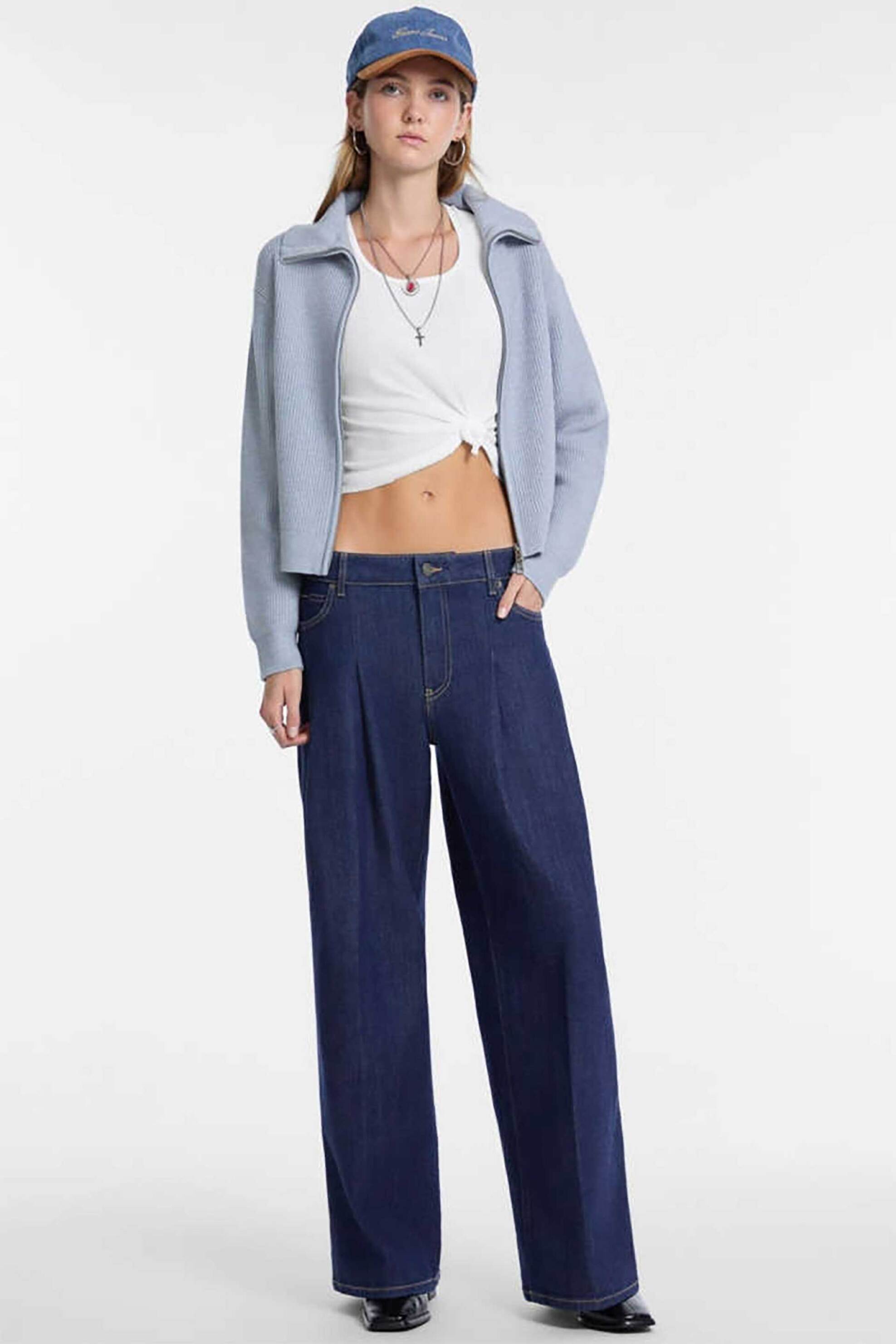 Guess γυναικείο τζιν παντελόνι πεντάτσεπο Wide Leg "G12" - W5BA2UD002A Denim Blue Σκούρο