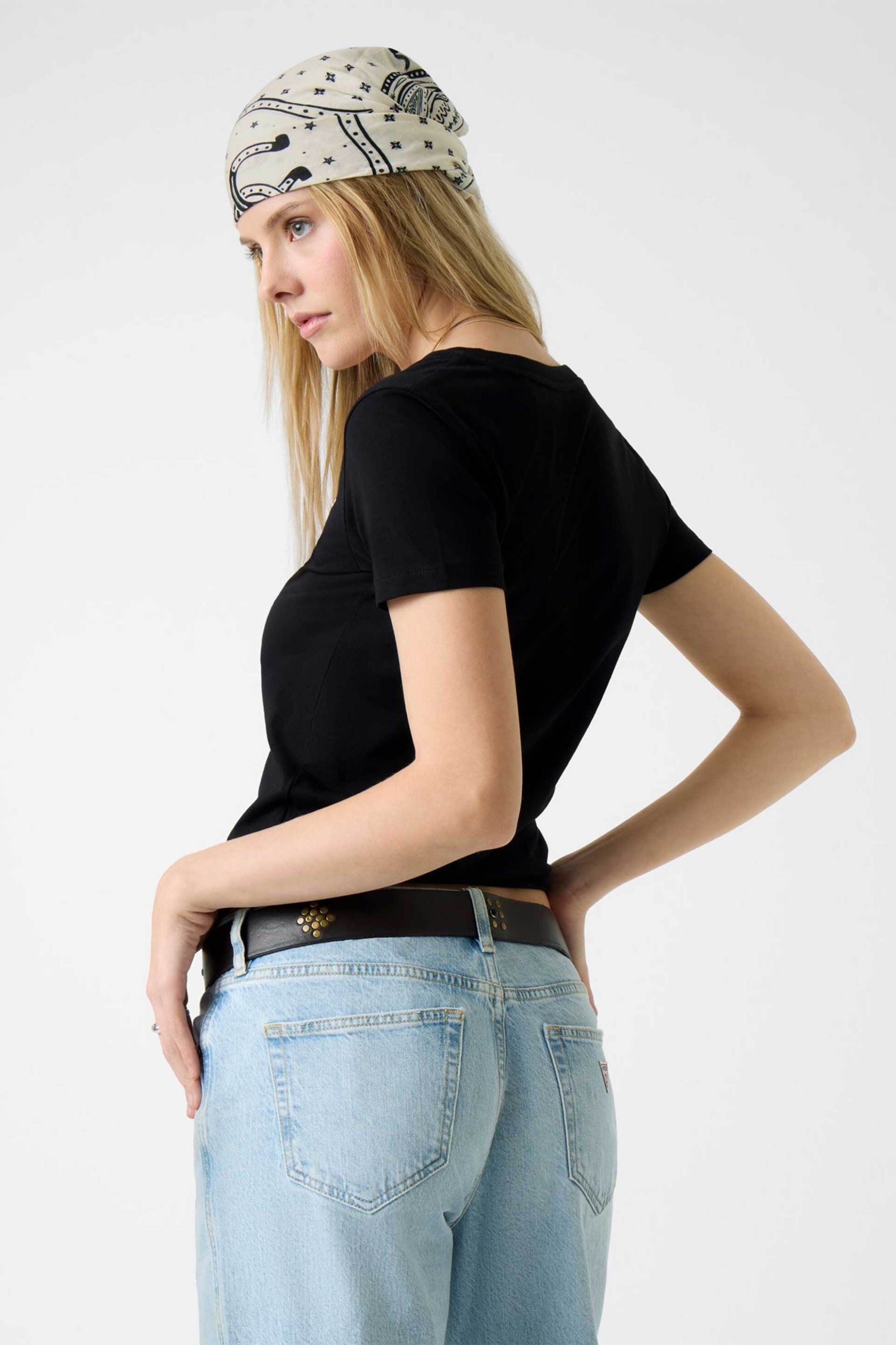 GUESS Guess γυναικείο T-shirt με λογότυπο Slim Fit - W4YI23J1314 Μαύρο - 3