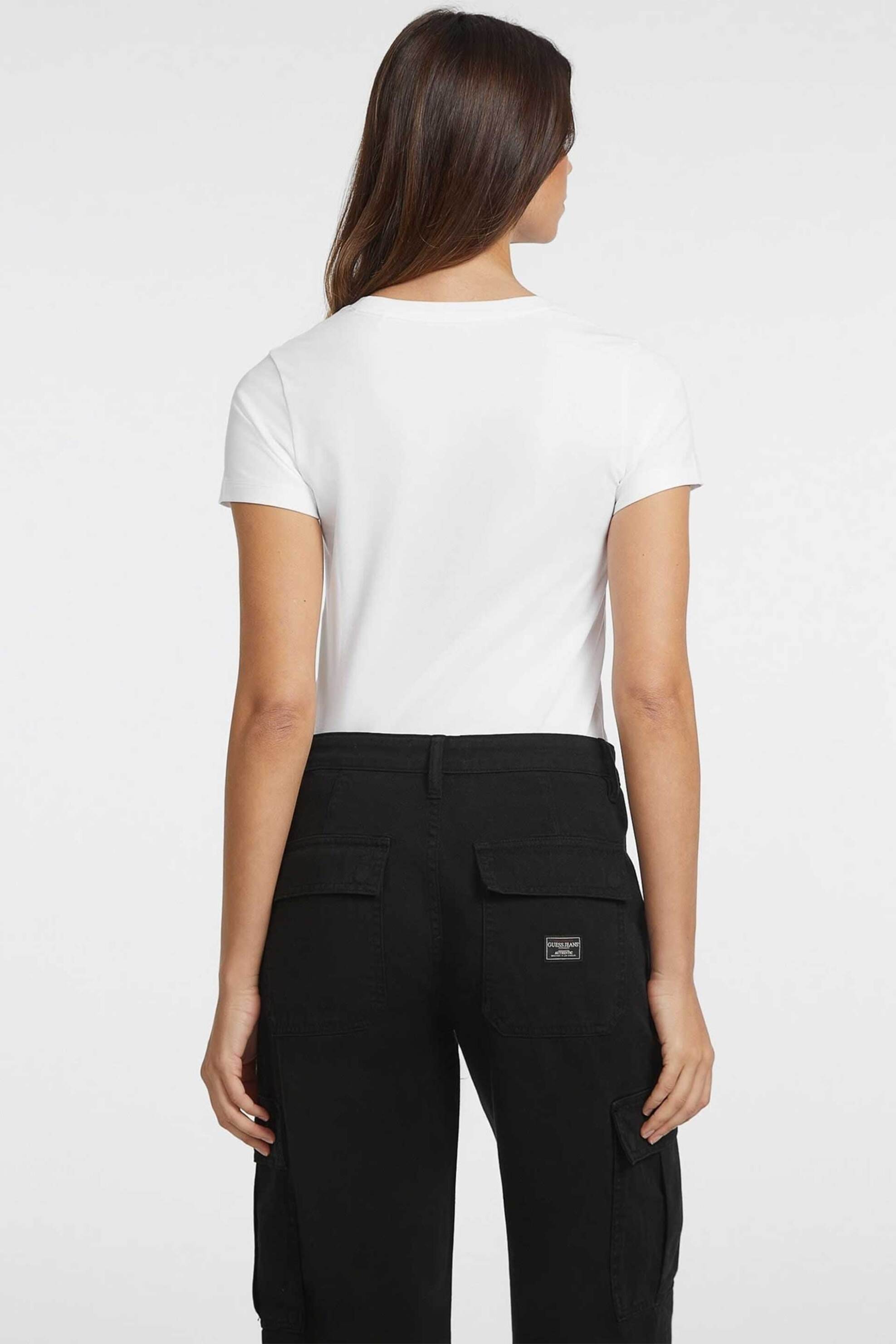 GUESS Guess γυναικείο T-shirt με λογότυπο Slim Fit - W4YI23J1314 Λευκό - 3