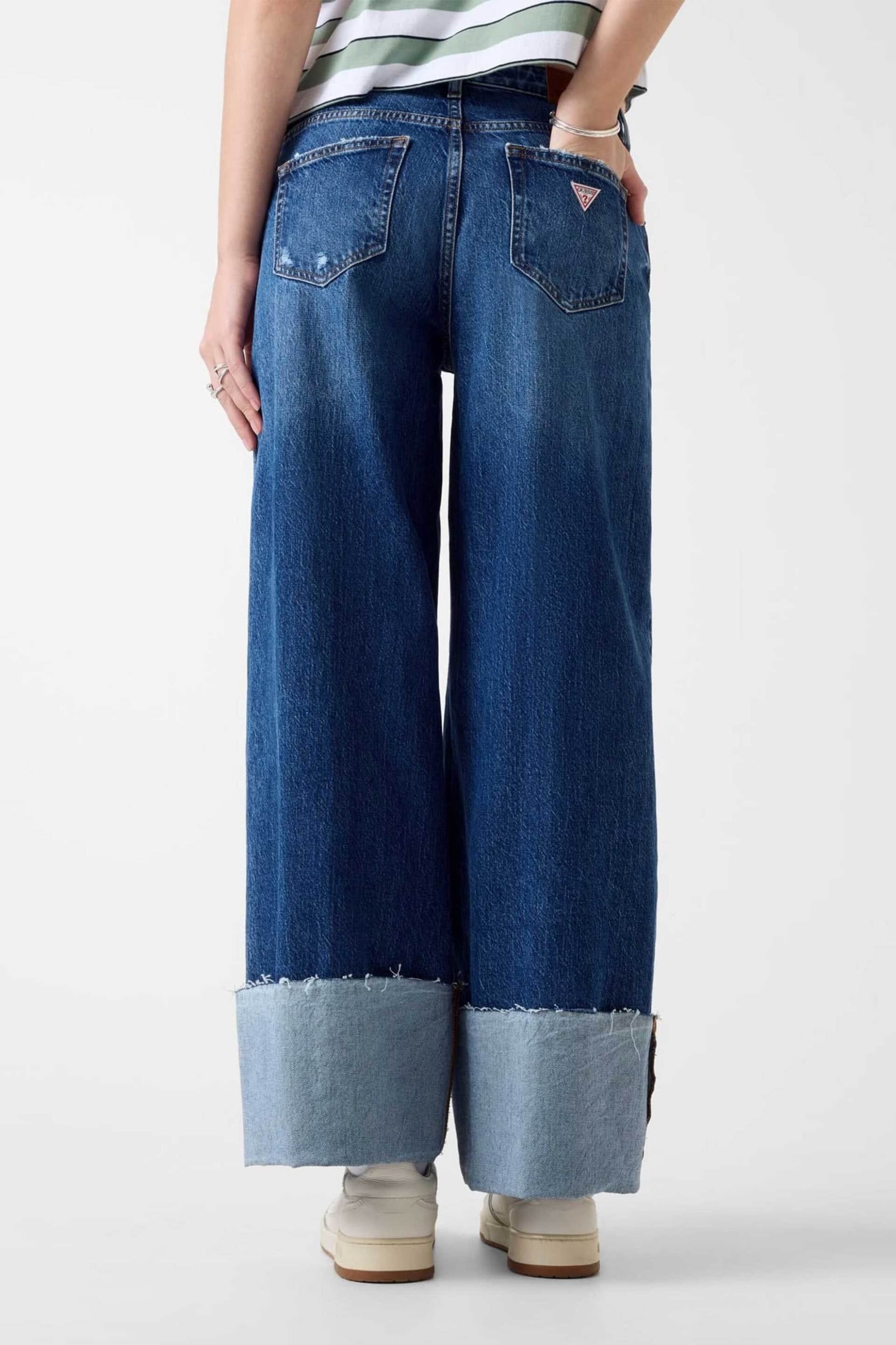 Guess γυναικείο τζιν παντελόνι με ρεβέρ Wide Leg - W6RA2BD5M5L Denim Blue φωτογραφία
