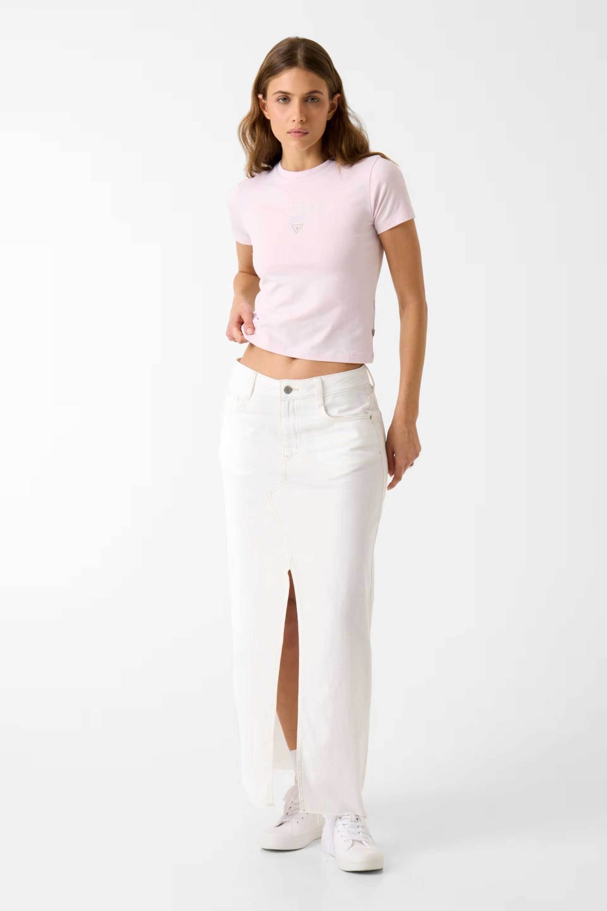 Guess γυναικείο T-shirt με λογότυπο Slim Fit - W6RI15J1314 Ροζ