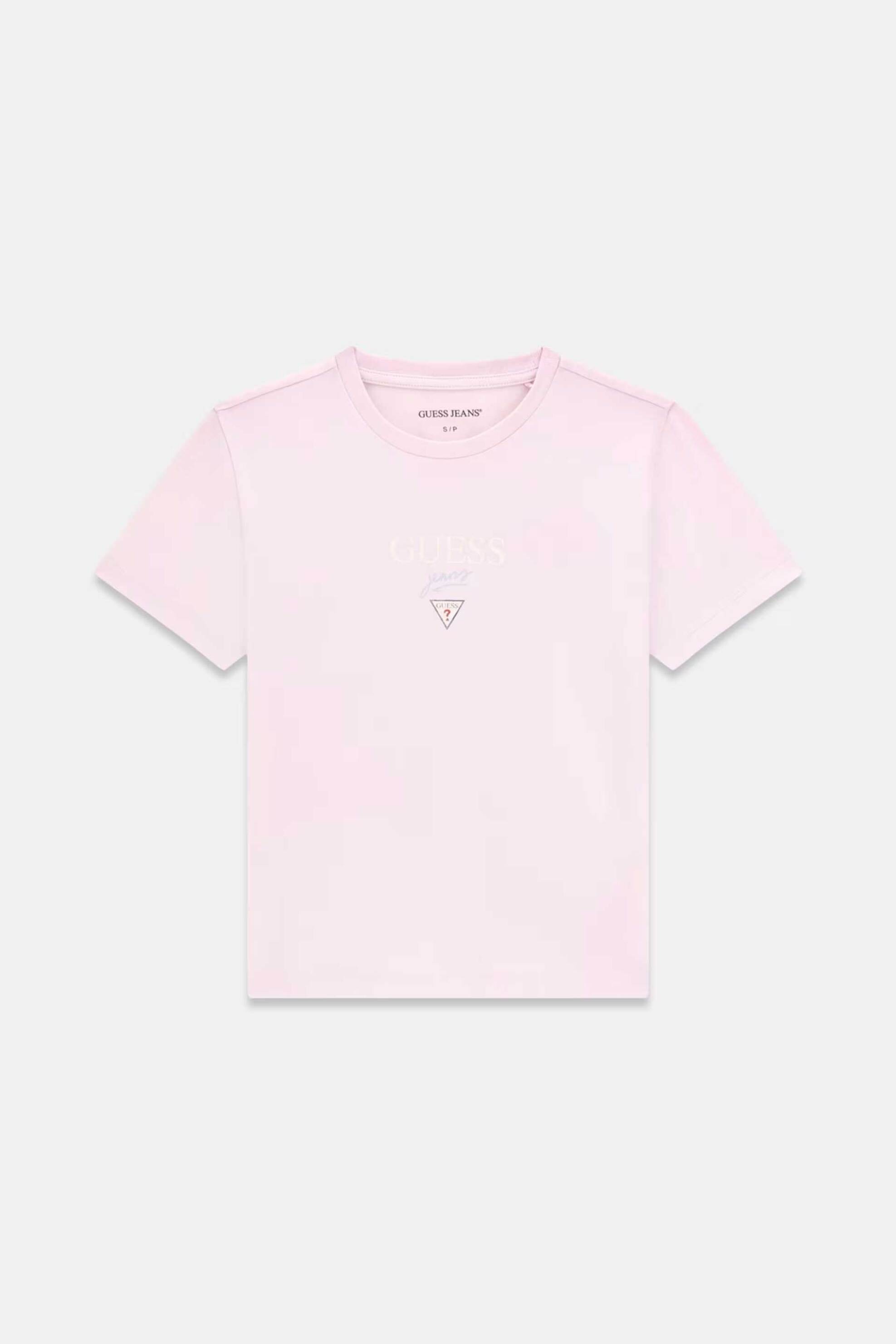 Guess Γυναικείο T-Shirt με Λογότυπο Slim Fit - W6Ri15J1314 Ροζ