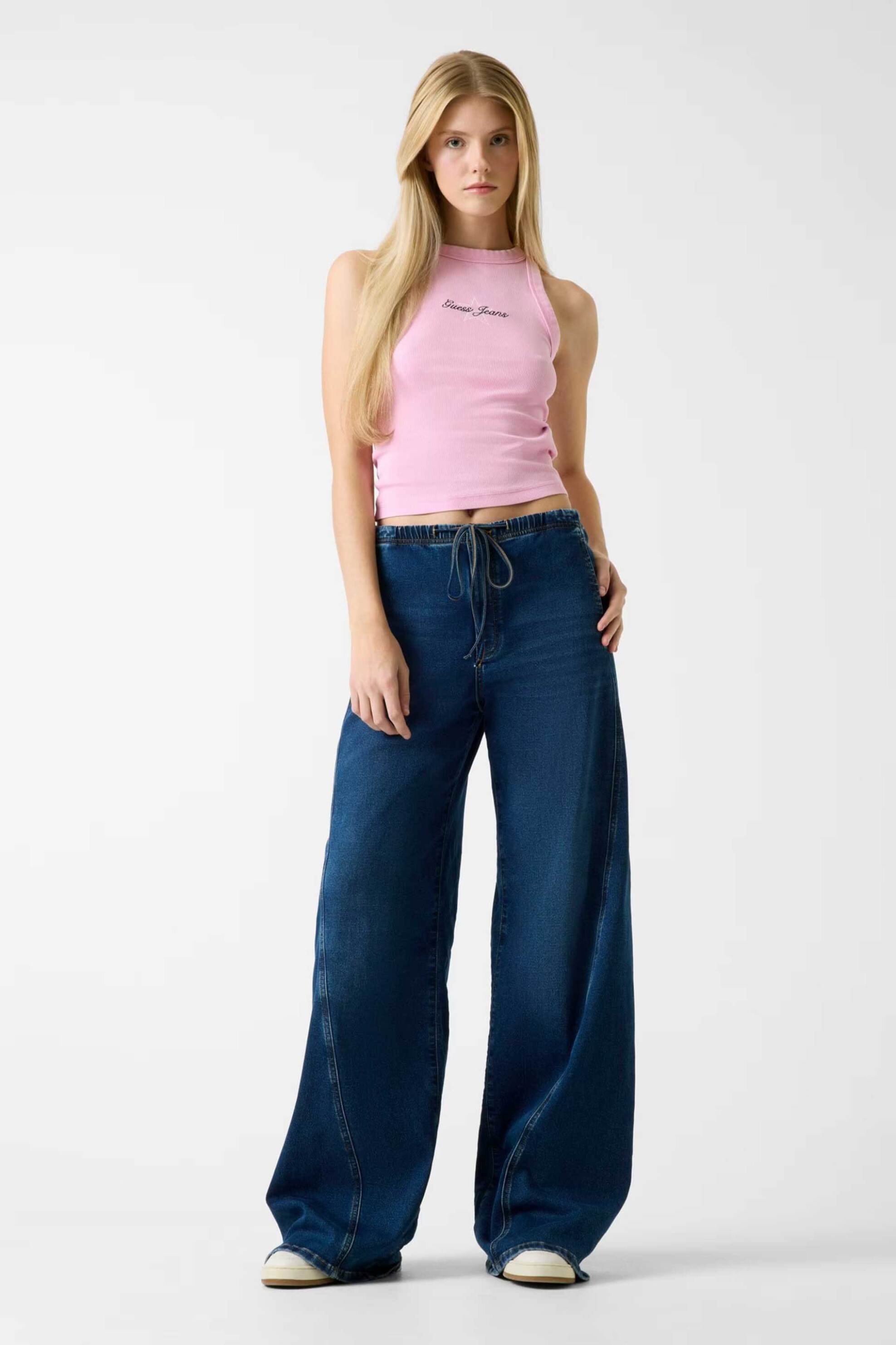 GUESS Guess γυναικείο τοπ με λογότυπο Regular Fit - W6RP23KA0H1 Ροζ - 2