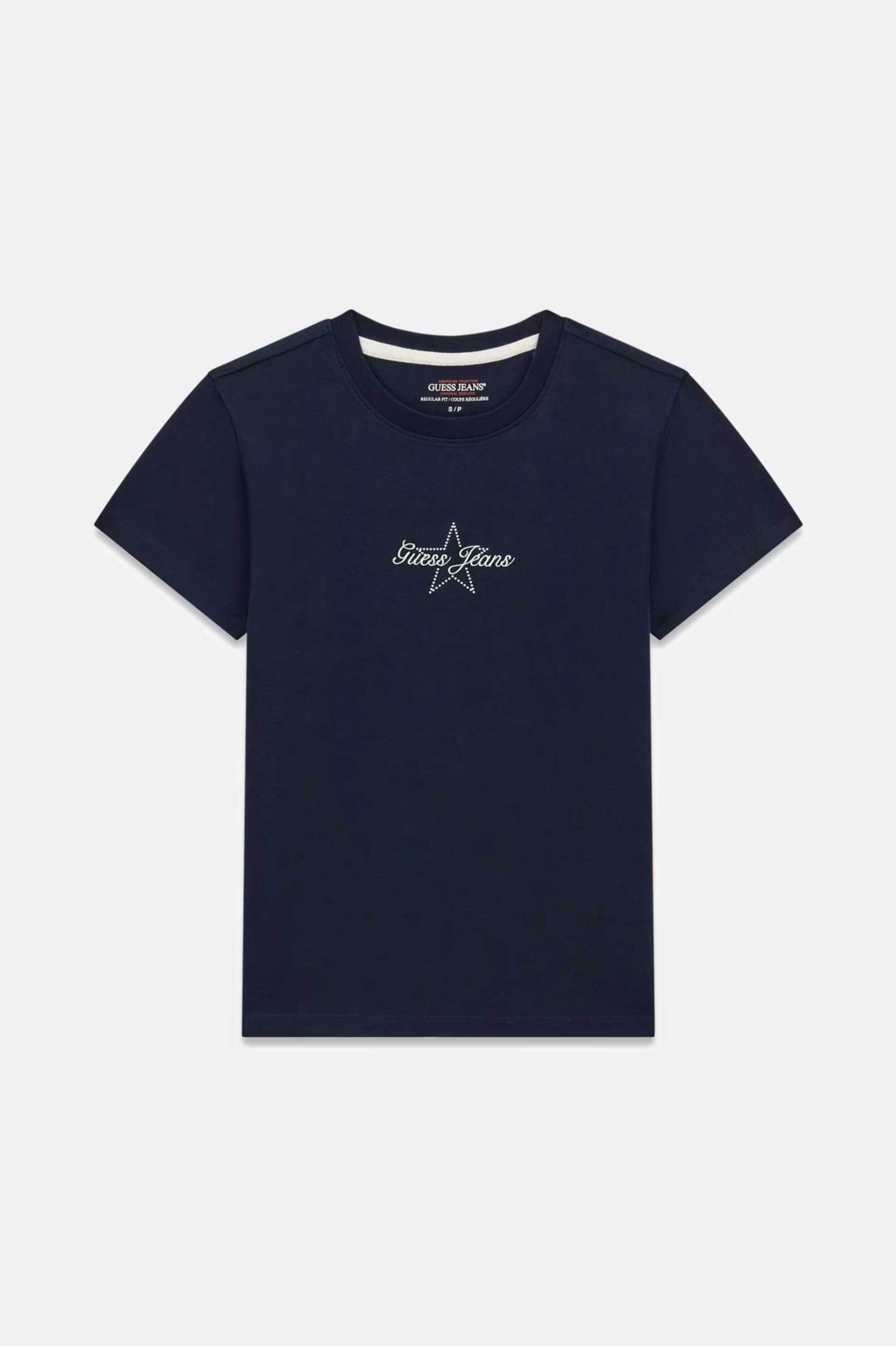 Guess Γυναικείο T-Shirt με Λογότυπο Regular Fit - W6Ri18J1314 Μπλε Σκούρο