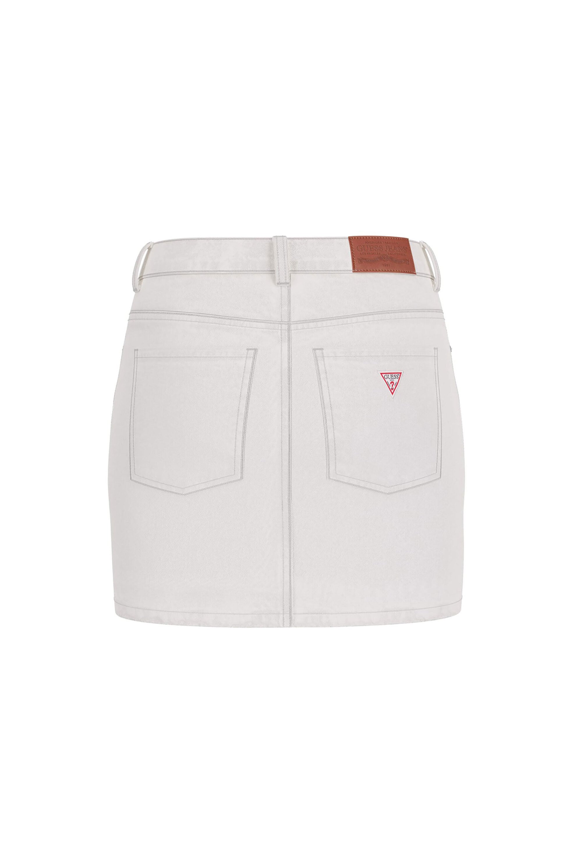 Guess Γυναικεία Mini Φούστα Denim Ψηλόμεση Πεντάτσεπη Regular Fit - W6Rd0Qd6521 Λευκό