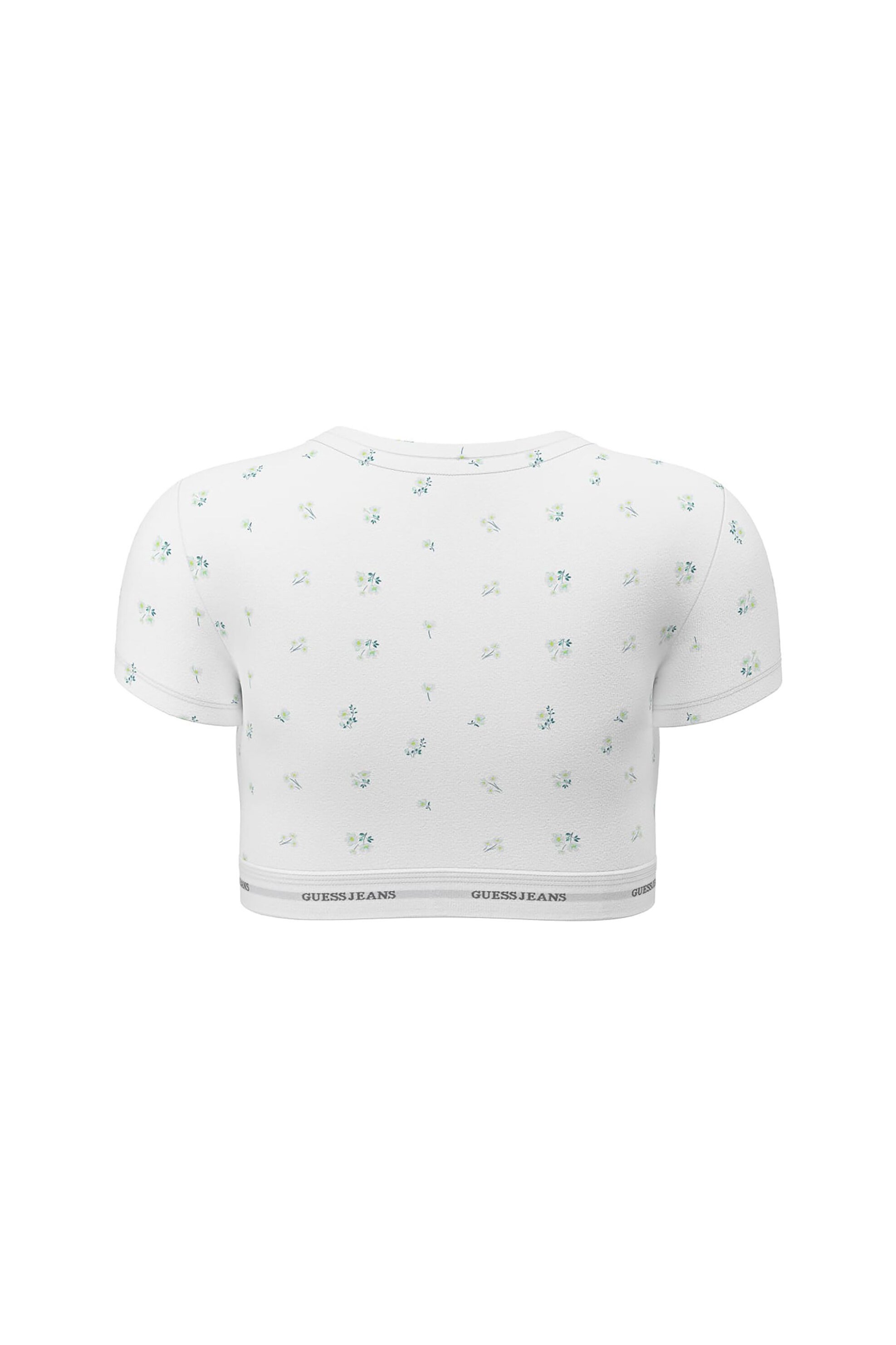 Guess Γυναικείο Crop Top με Floral Print - W5Yz02Kbbu1 Λευκό
