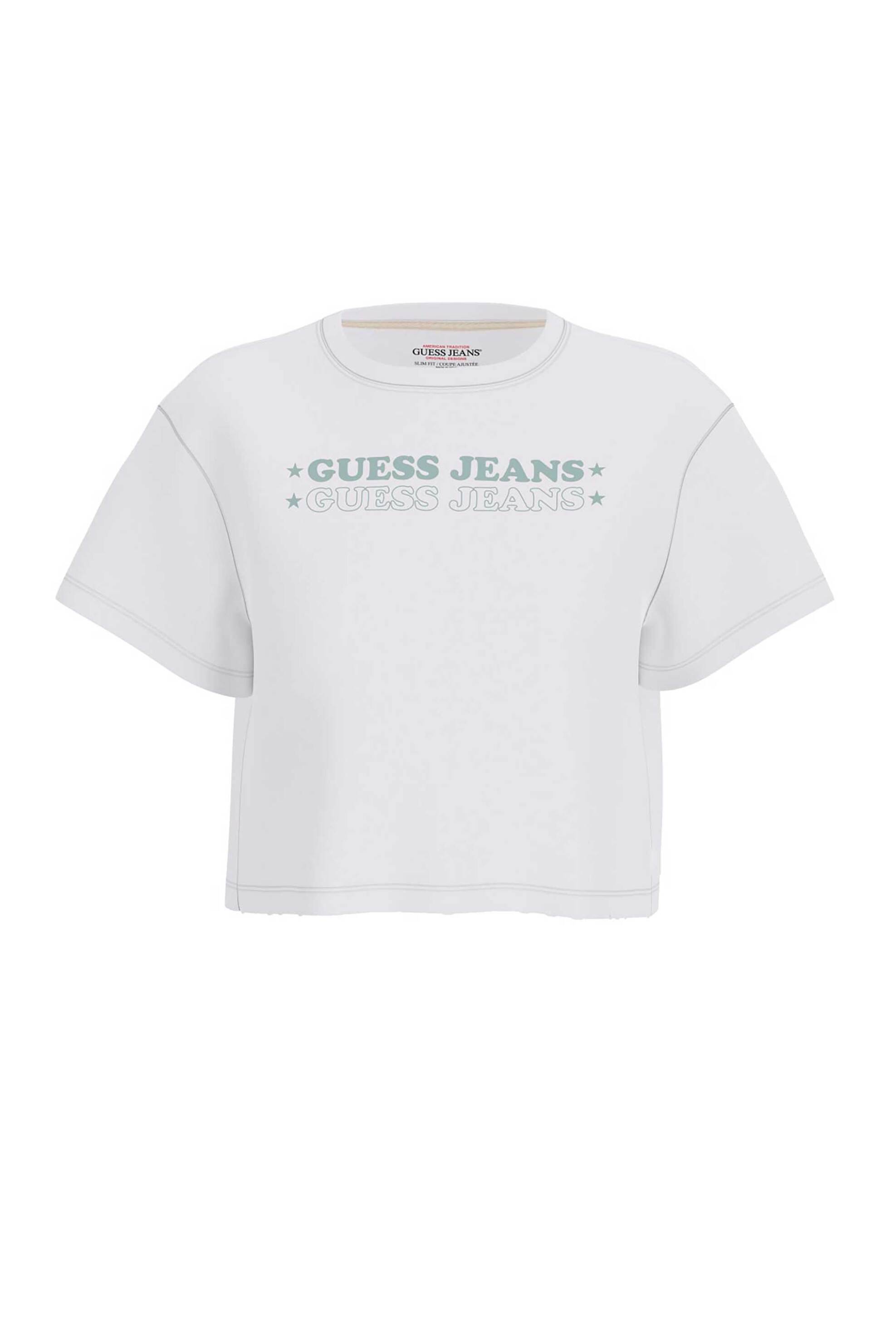 Guess γυναικείο T-shirt με λογότυπο Regular Fit - W6GIC5K8HM0 Λευκό