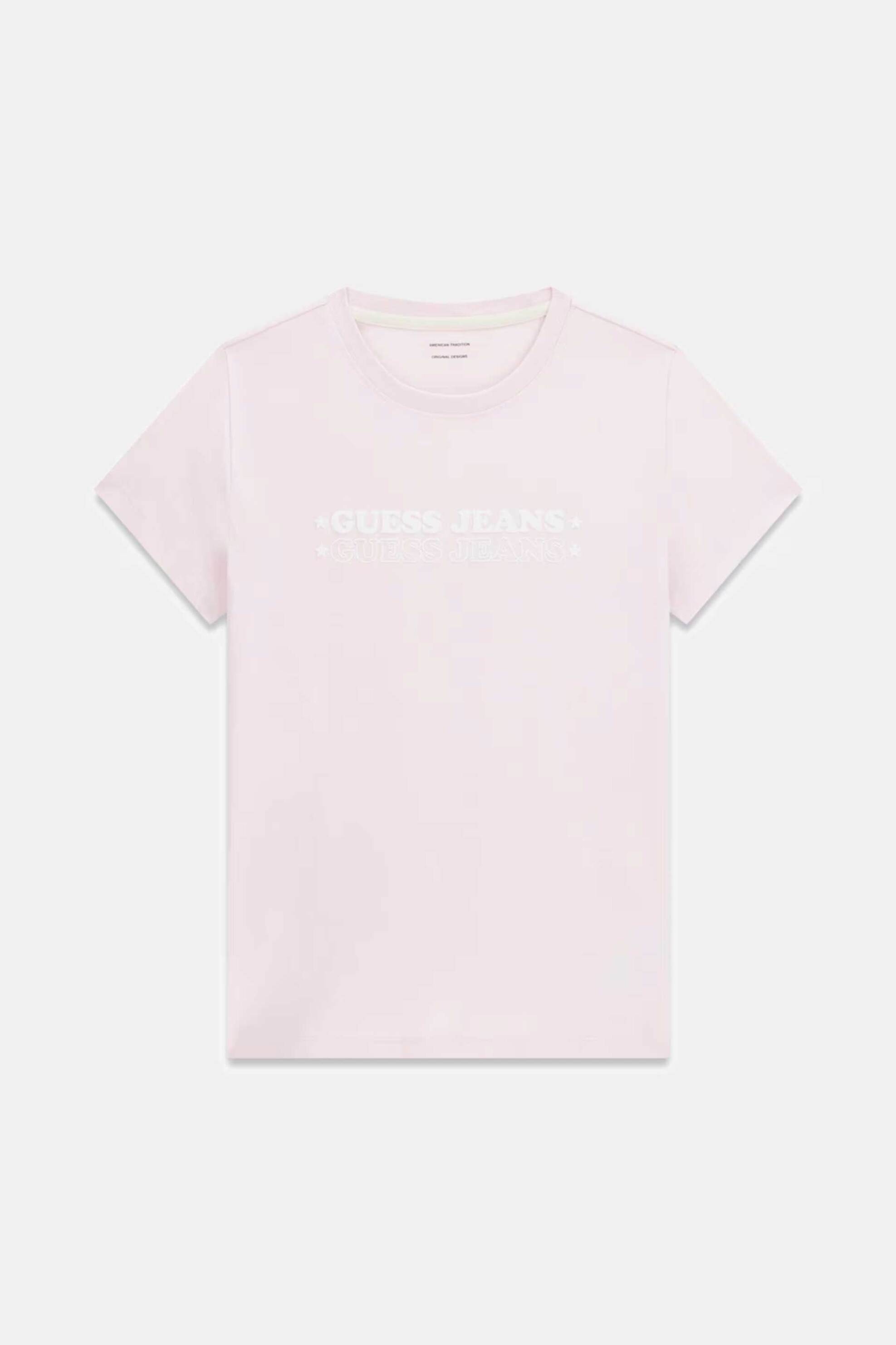 Guess Γυναικείο T-Shirt με Λογότυπο Regular Fit - W6Gic5K8Hm0 Ροζ