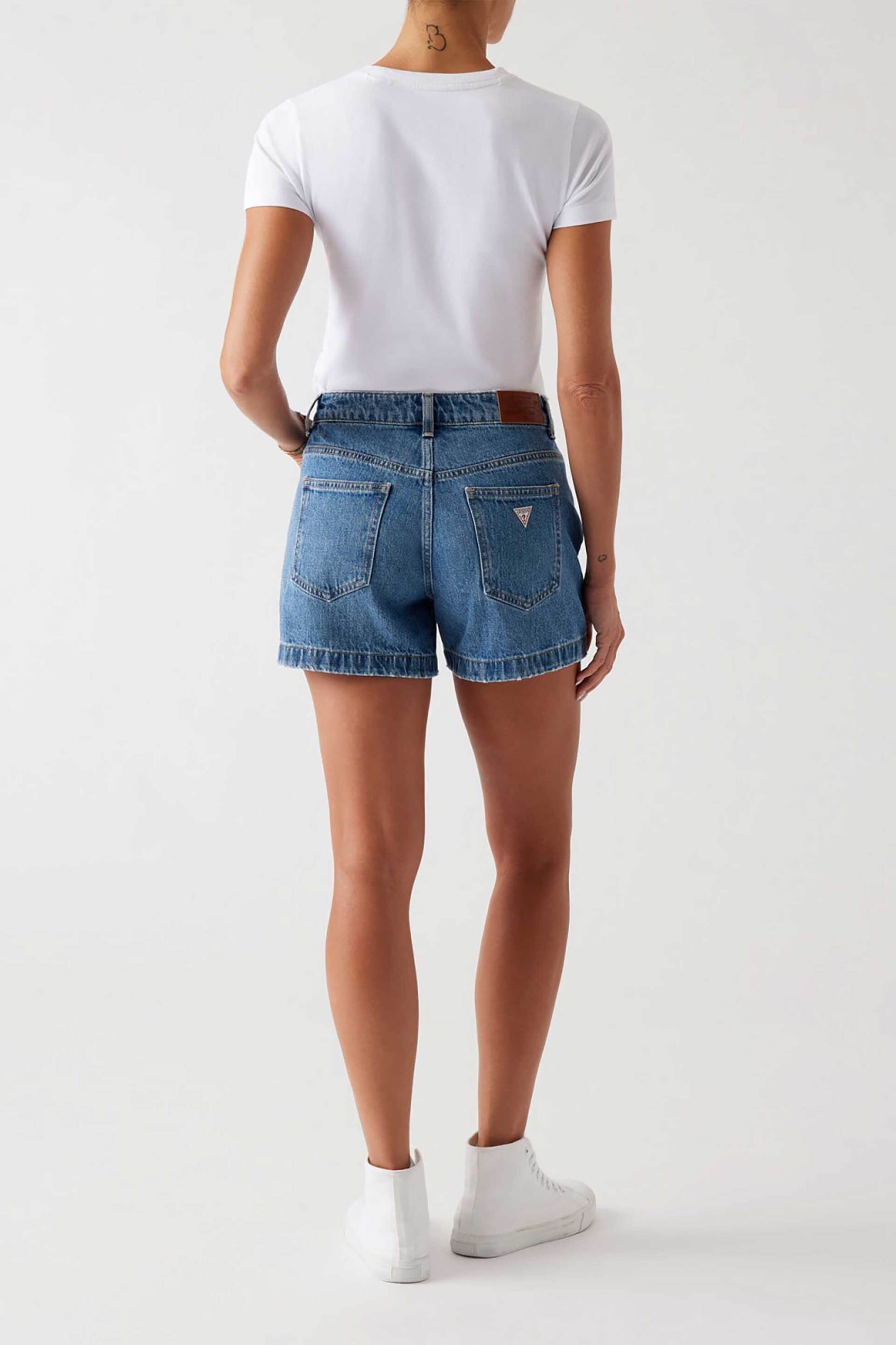 GUESS Guess γυναικείο denim σορτς ψηλόμεσο πεντάτσεπο Mom Fit - W5GD0SD5O13 Denim Blue - 2